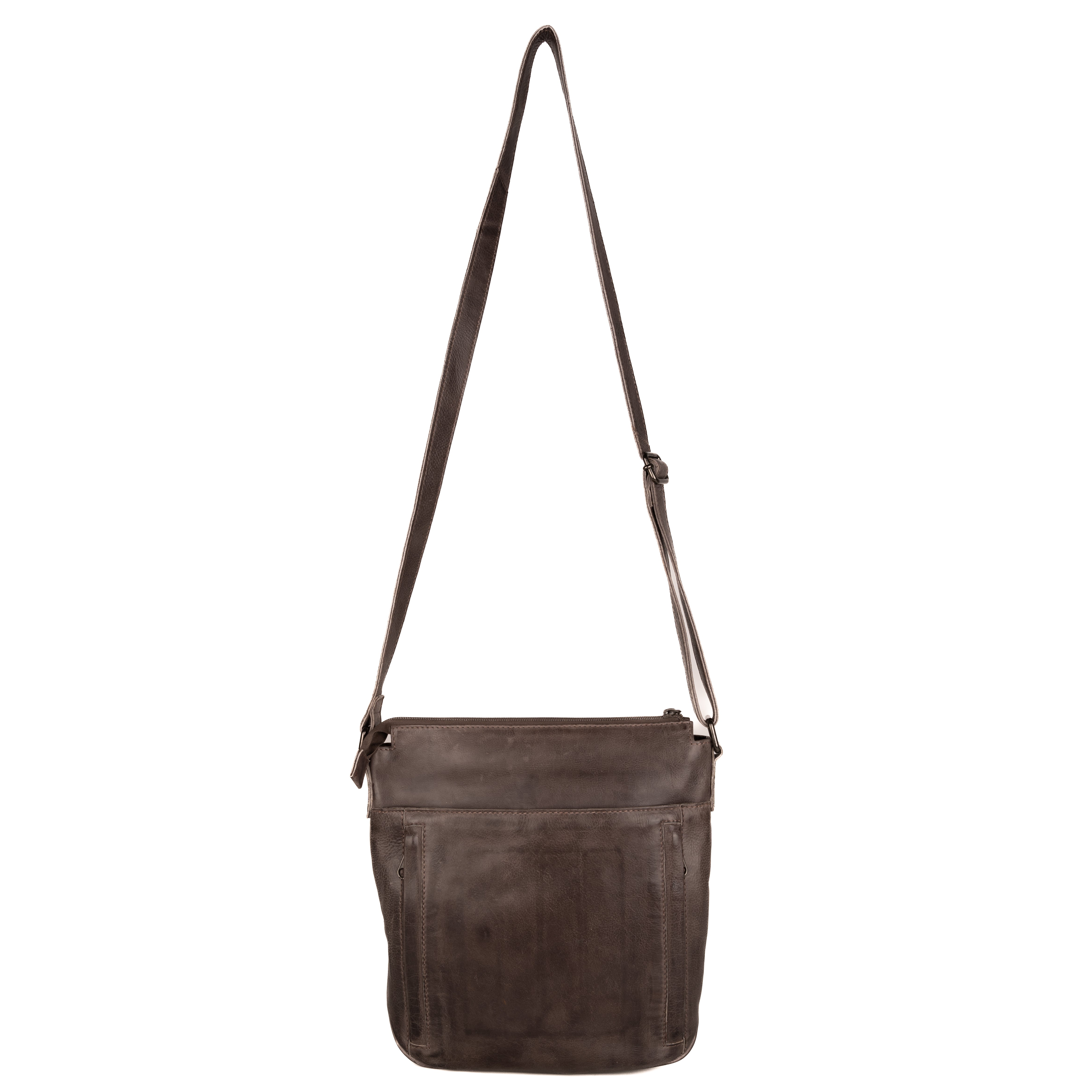 #52 - Concealed Carry Gray Leather Weaved Crossbody (No Locking Zippers)