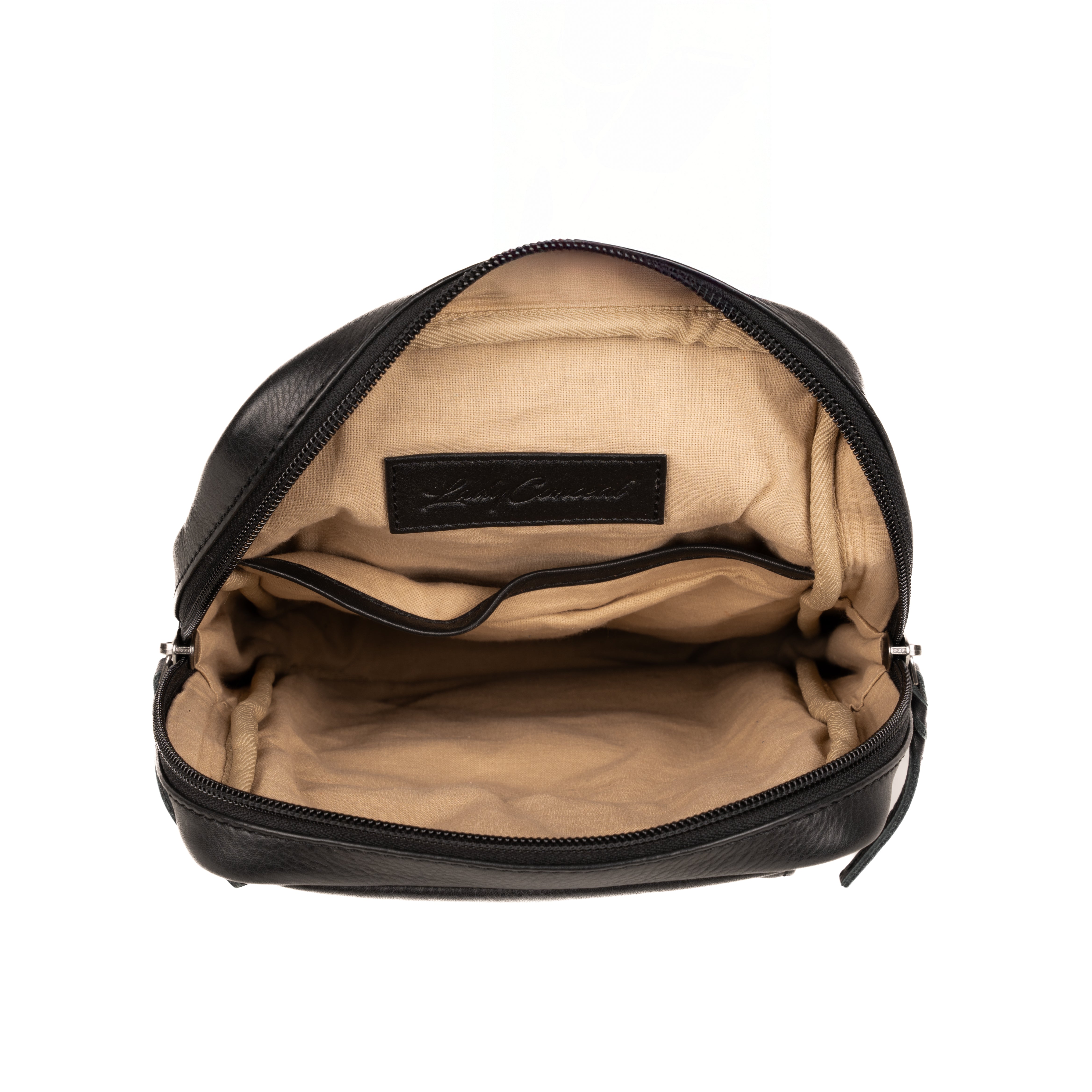 #62 - Concealed Carry Camo Leather Sling Bag - Black (No Locking Zippers)