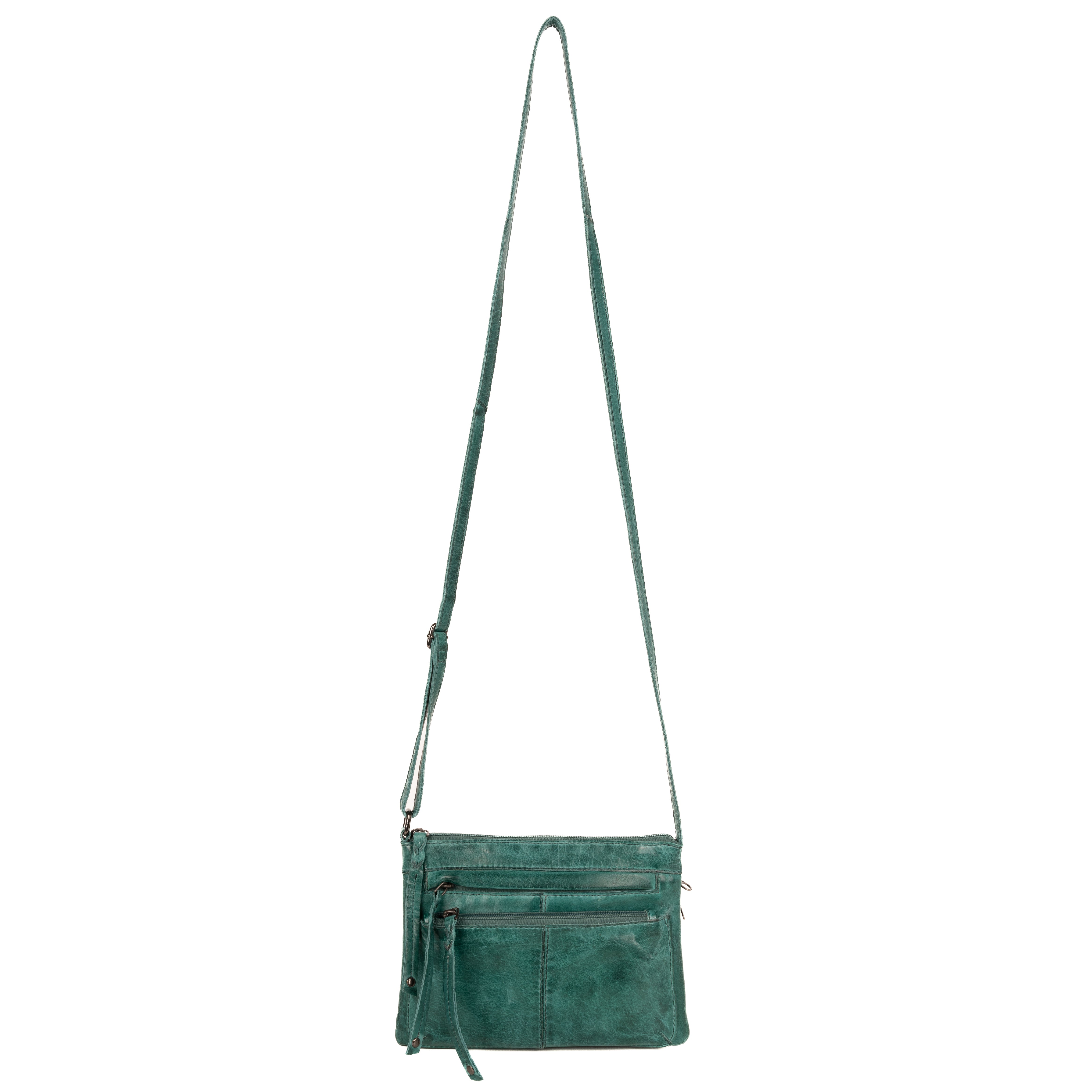 #67 - Concealed Carry Small Turquoise Leather Crossbody (No Locking Zippers)