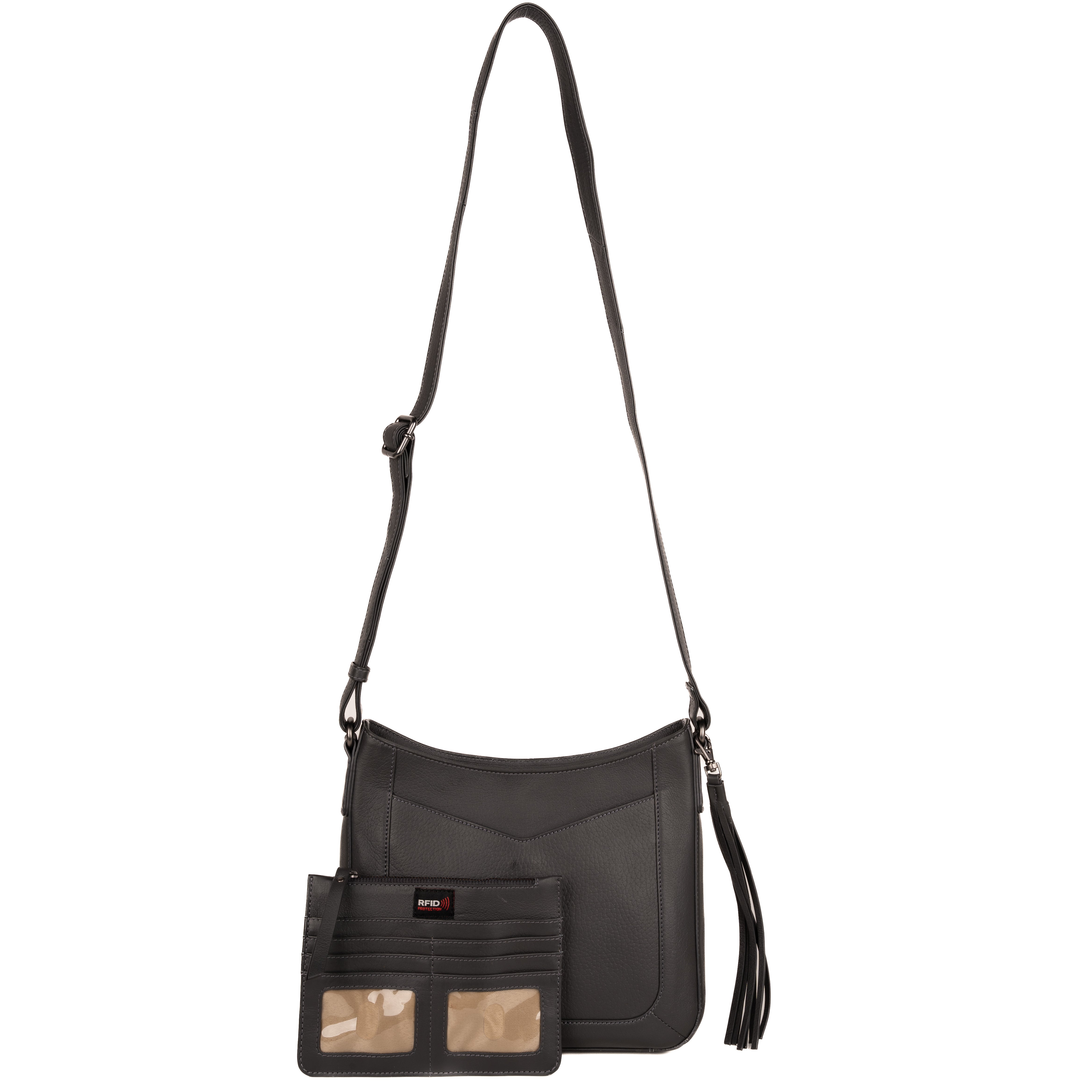 #68 - Concealed Carry Leather Emery Crossbody with RFID Slim Wallet (Gray)