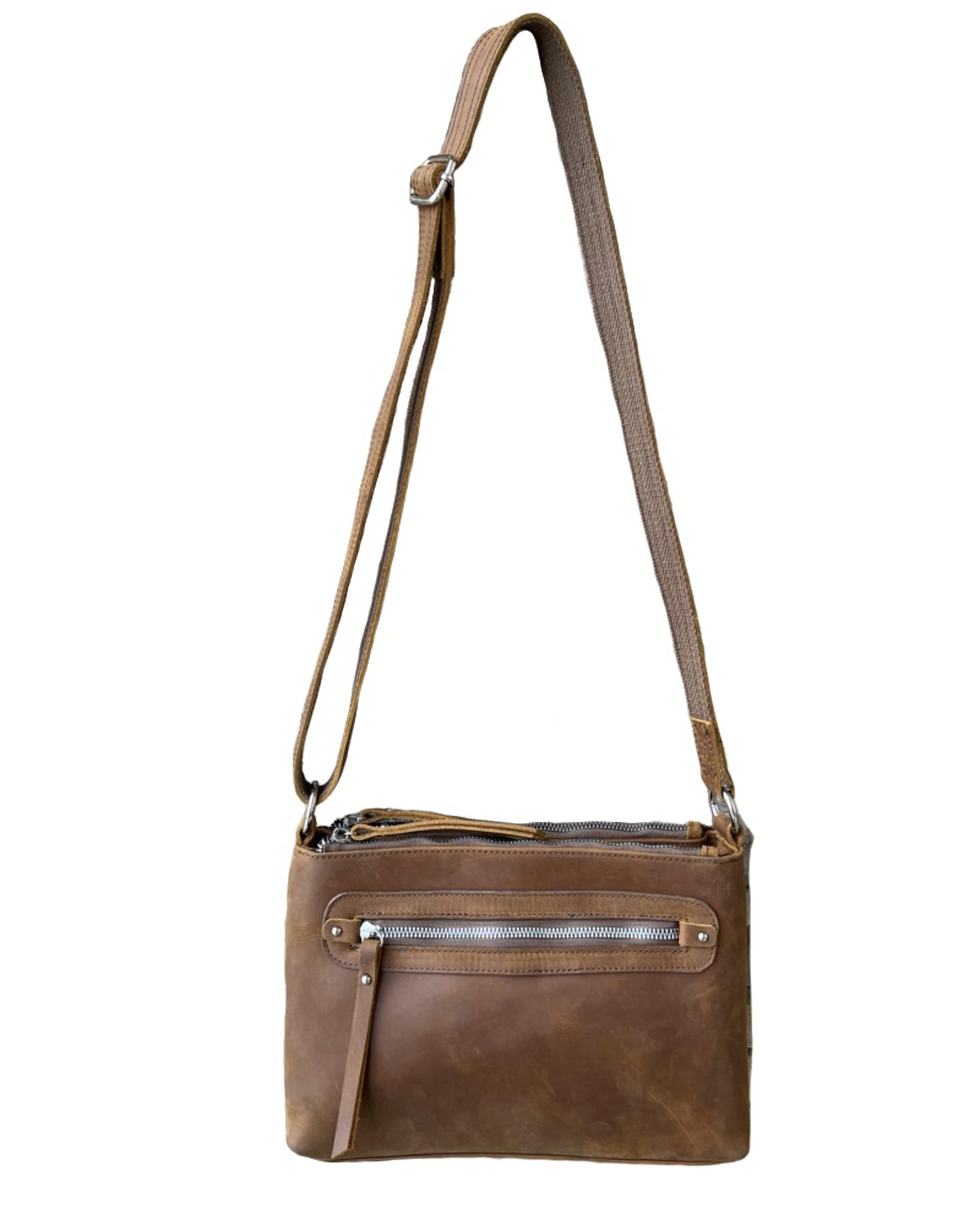 Concealed Carry Distressed Leather Crossbody Bag by Roma Leathers