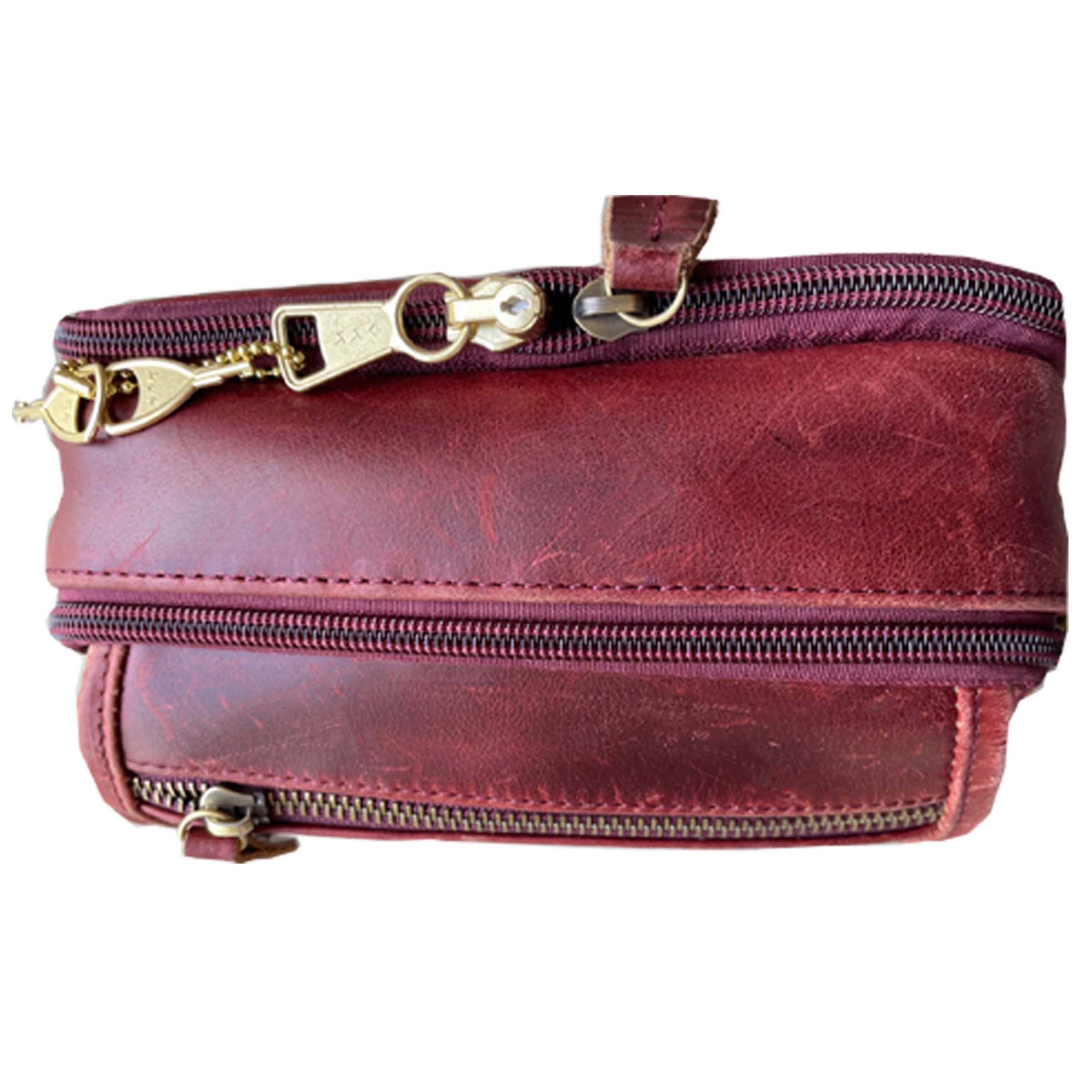 Concealed Carry Distressed Unisex Leather Crossbody Bag by Roma Leathers