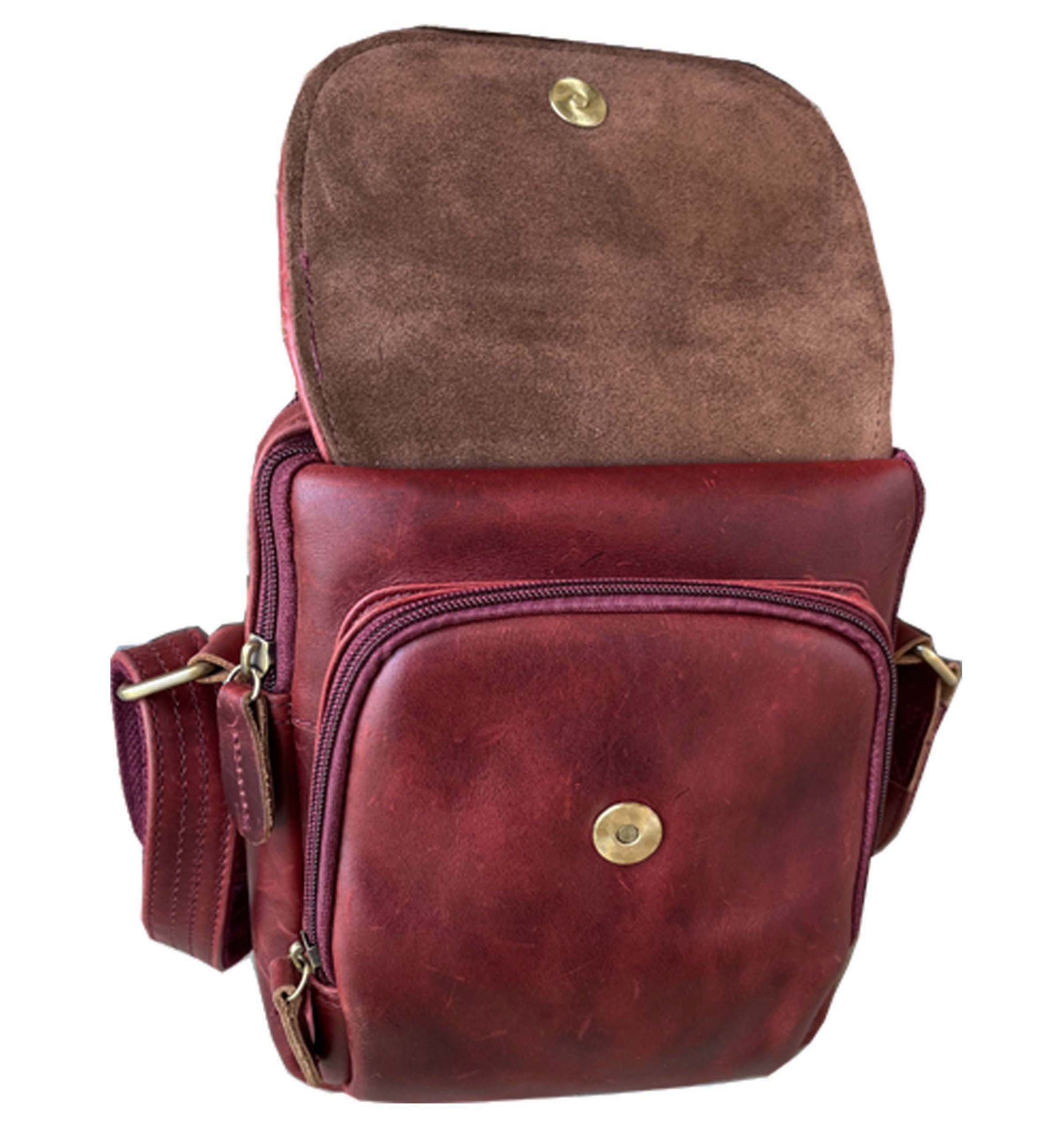 Concealed Carry Distressed Unisex Leather Crossbody Bag by Roma Leathers