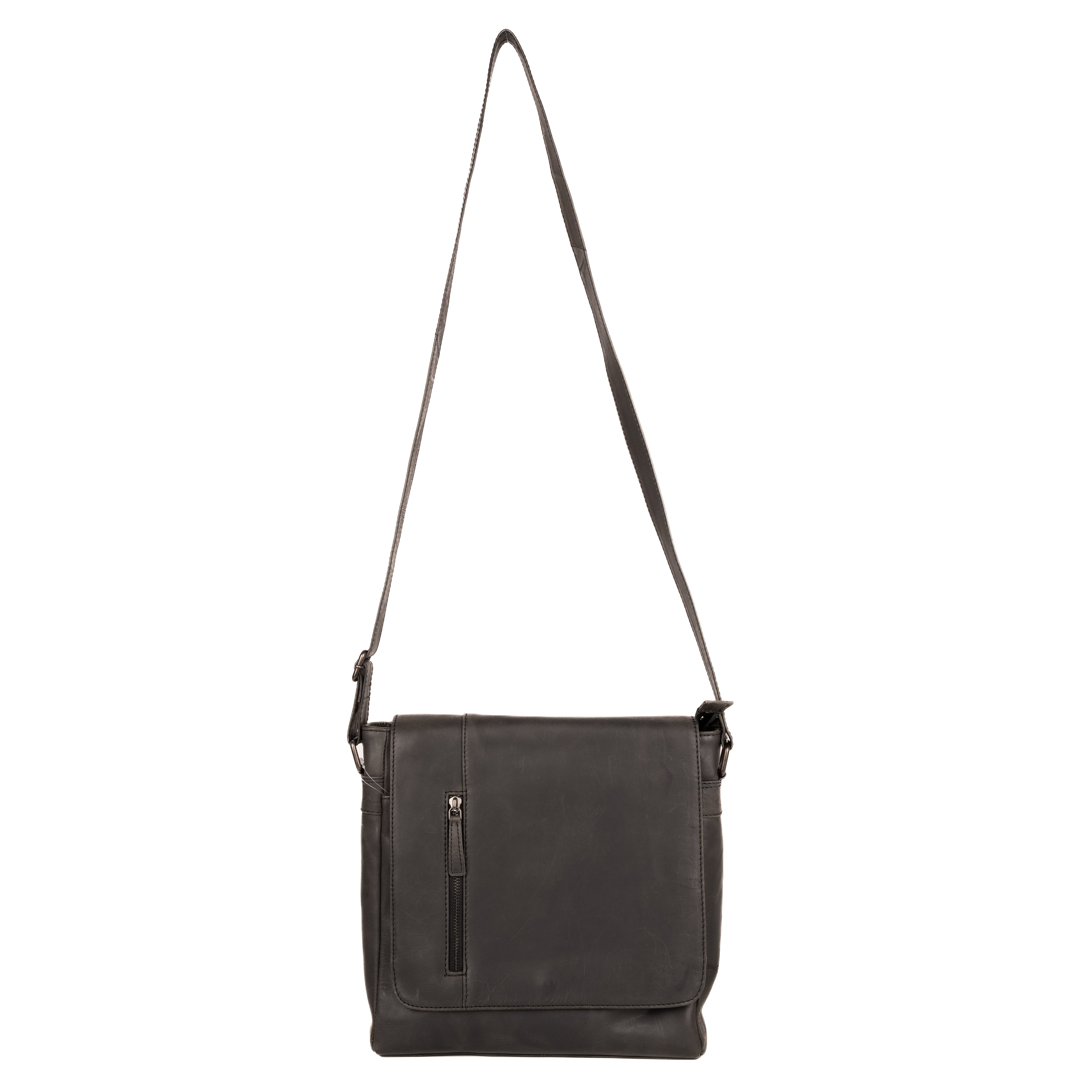 #76 - Concealed Carry Black/Gray Leather Flap Bag