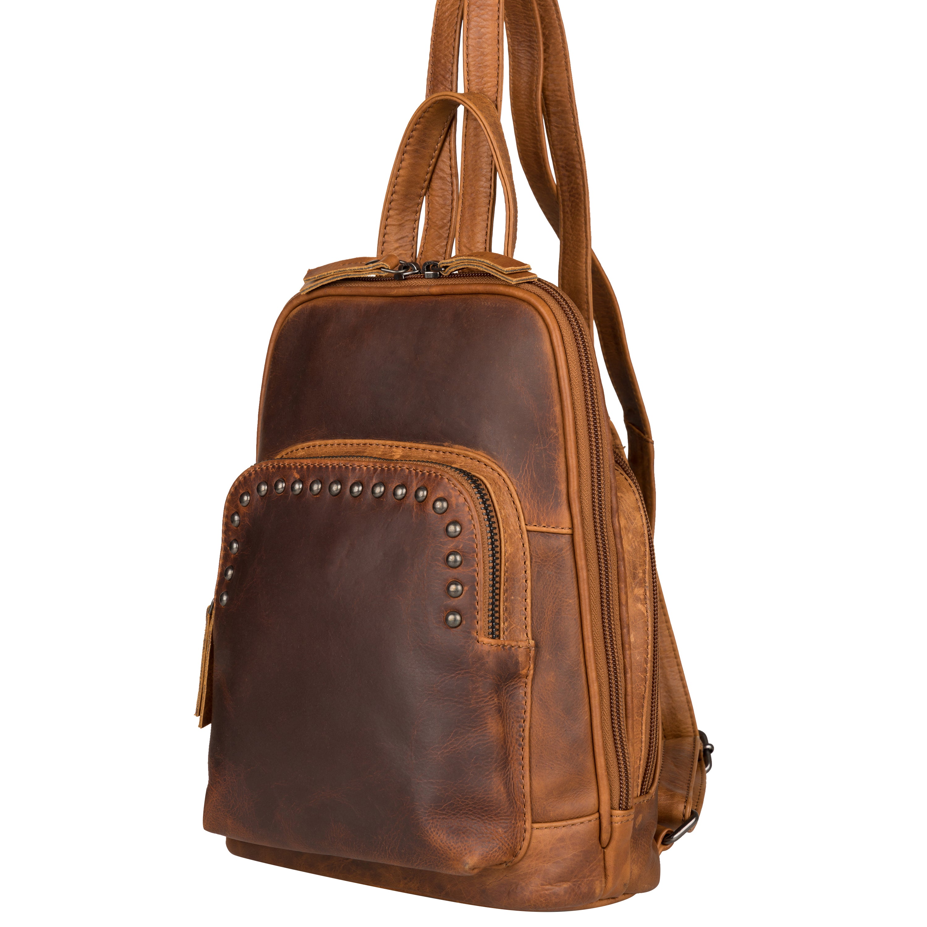 Concealed Carry Abby Leather Backpack by Lady Conceal - No Locking Zipper