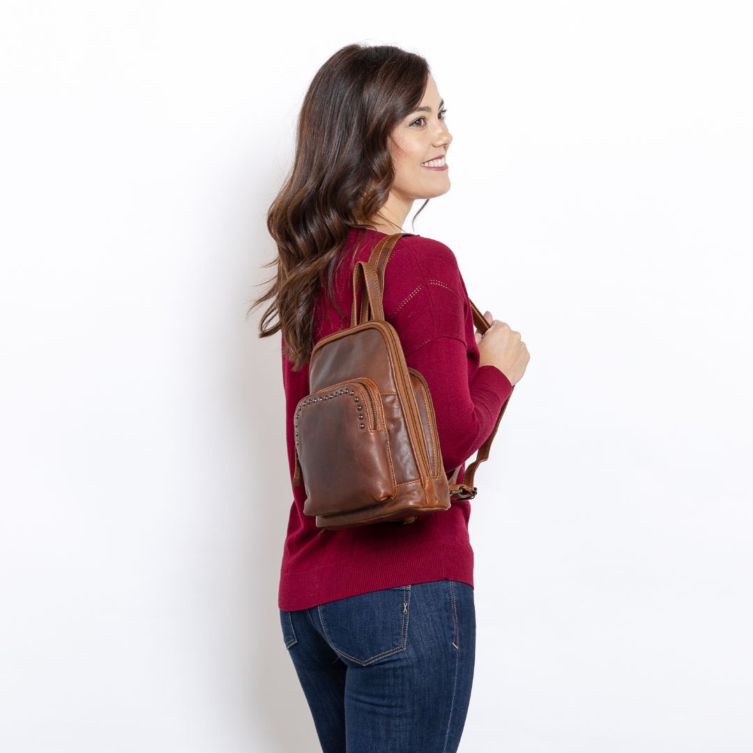 Concealed Carry Abby Leather Cognac Concealed Carry Backpack - Lady Conceal - Women conceal carry backpack for pistol - Designer Abbie Brown Carry Backpack - YKK Locking Zippers and Universal Holster - Unique Hide Backpack Gun and Pistol Bag - Designer Luxury Abby Leather Carry Handbag Backpack - carry backpack for gun carry - Unique Abbie Backpack for gun - concealed carry gun Handbag - concealed carry gun Backpack with locking zipper - concealed carry Backpack for woman