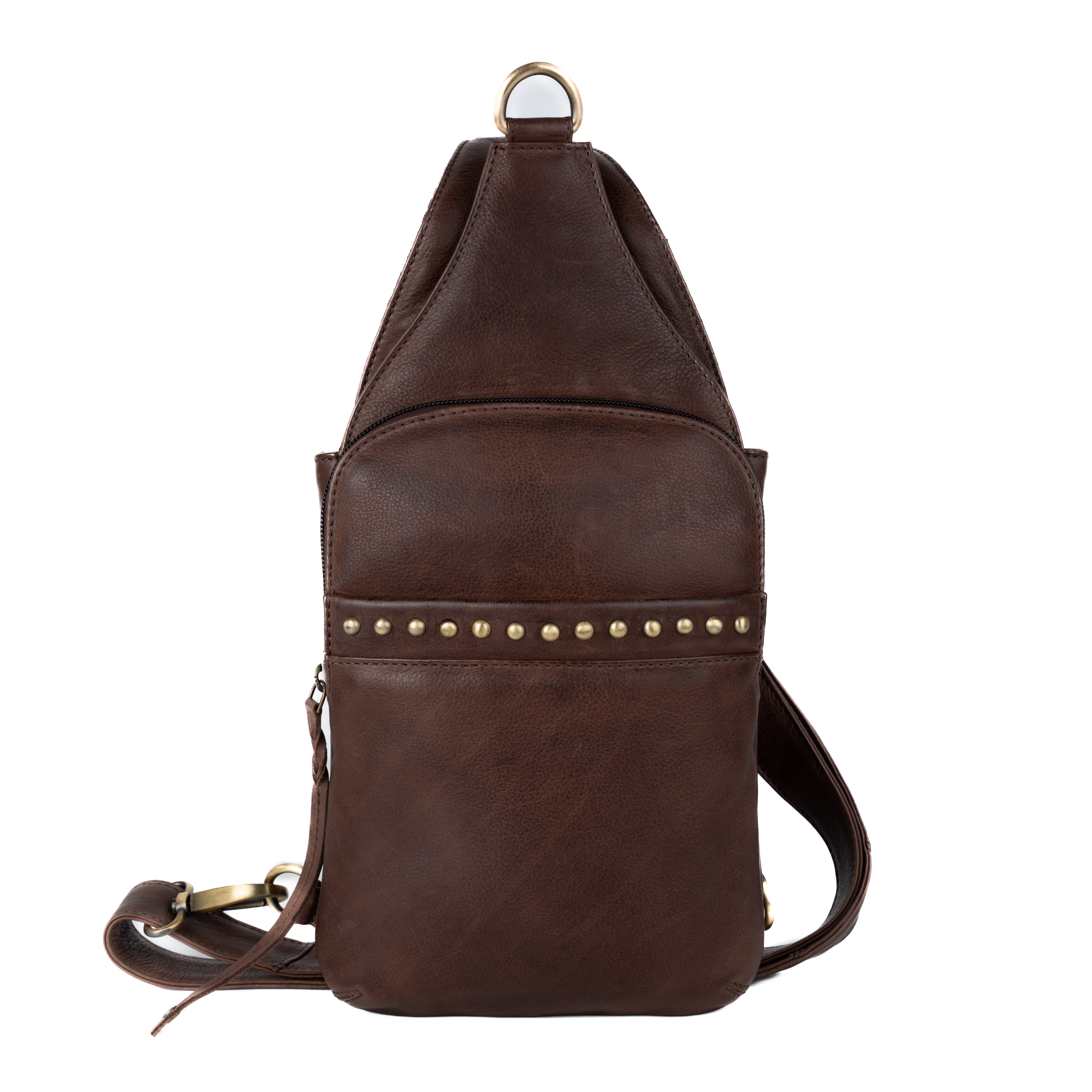 #89 - Concealed Carry Unisex Dakota Leather Sling by Lady Conceal (with Studs)