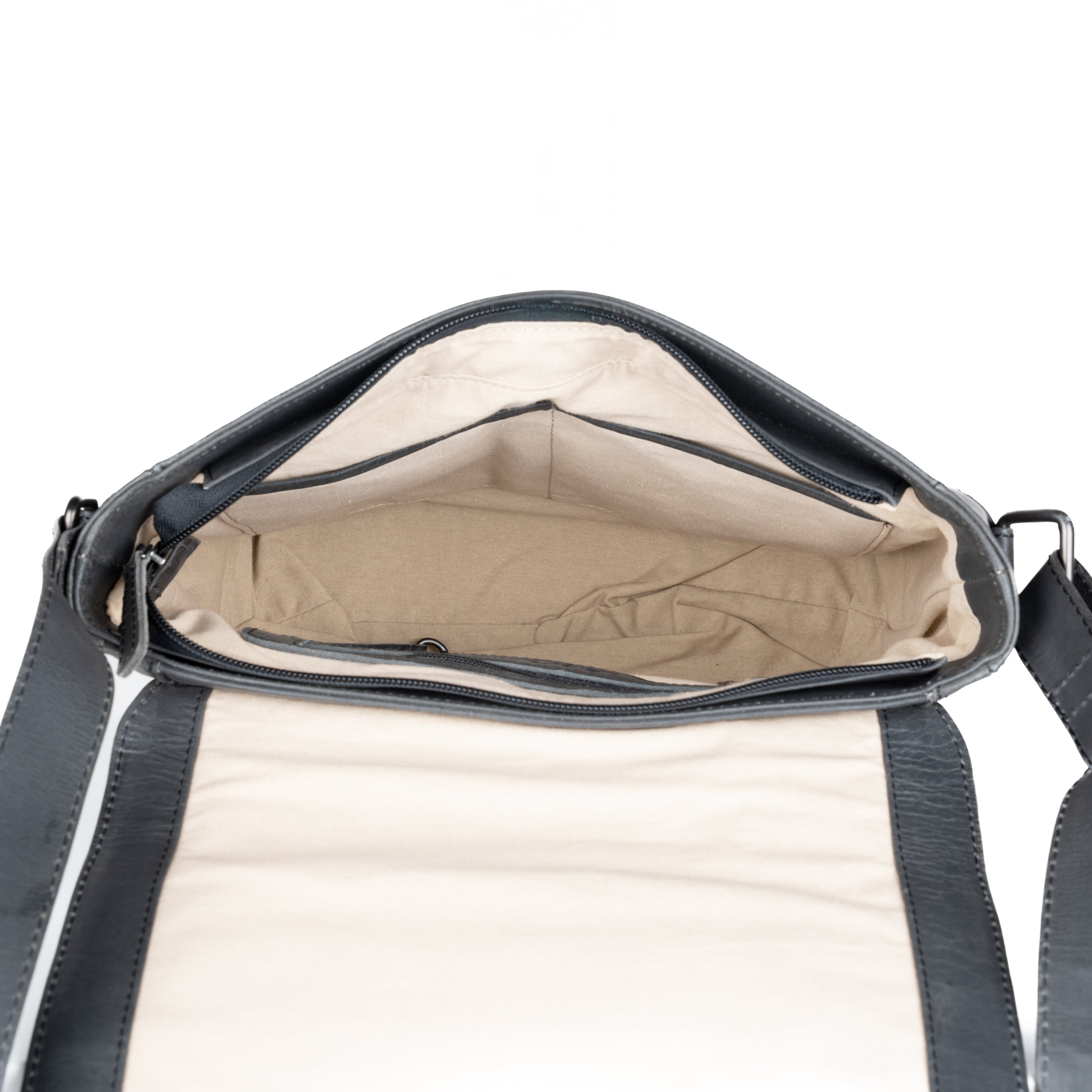 #76 - Concealed Carry Black/Gray Leather Flap Bag