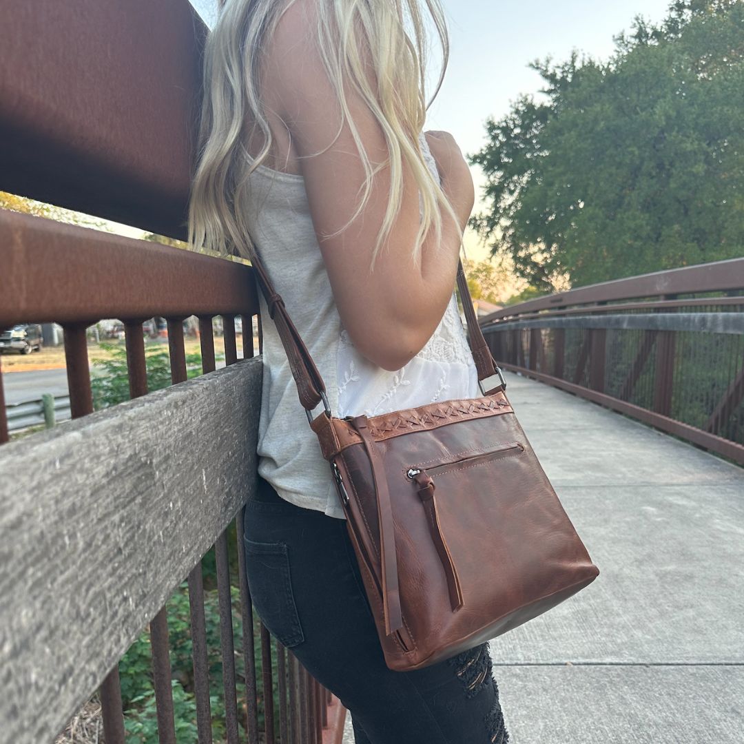 Concealed Carry Crossbody Purse for Women - Faith Leather Crossbody by Lady Conceal - Designer Leather Crossbody CCW Bag - Locking Conceal and Carry Purse with Universal Holster for Handguns - Crossbody Gun and Pistol Bag - concealed carry crossbody Faith leather gun purse with locking zipper