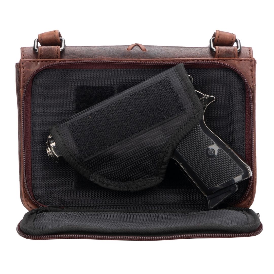 Concealed Carry Jolene Leather Crossbody Organizer - YKK Locking Purse with Universal Holster - Women CCW Crossbody Holster soft leather shoulder bags for women's - crossbody bags for everyday use - most popular crossbody bag - crossbody bags for guns - crossbody handgun bag - Unique Hide Purse - Conceal Carry Western Purse - Stylish Carry Cheetah Leather Bag - Bag for Conceal Carrying Women - Gun Bag for Women