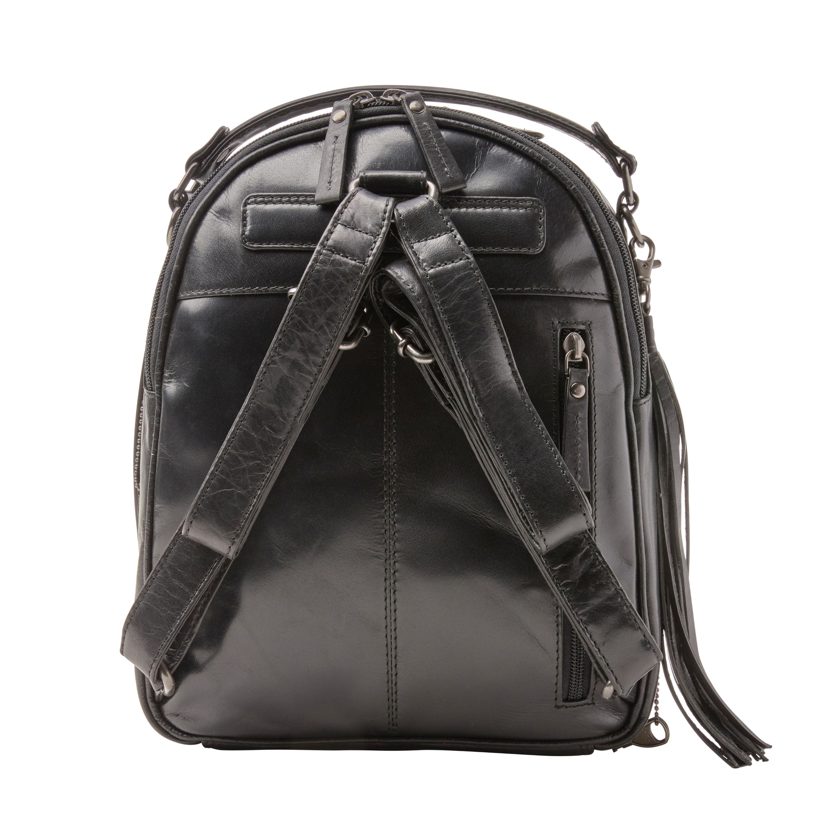 Black faux discount leather backpack womens