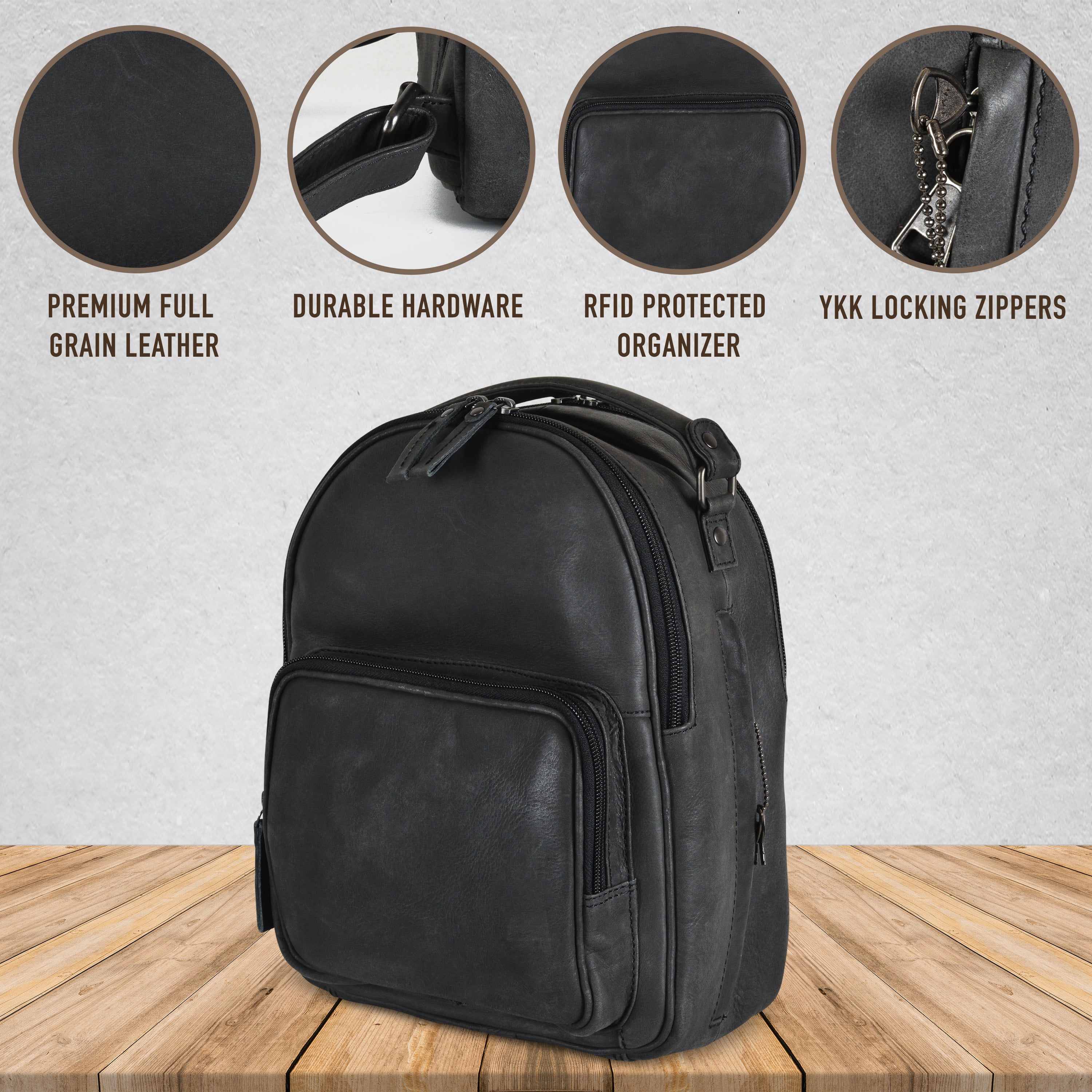 Concealed Carry Reese Backpack by Lady Conceal - Locking Backpack - Unisex Backpack for Firearm - CCW Gun Backpack - Universal Holster Premium Full Grain Leather with RFID Protection 