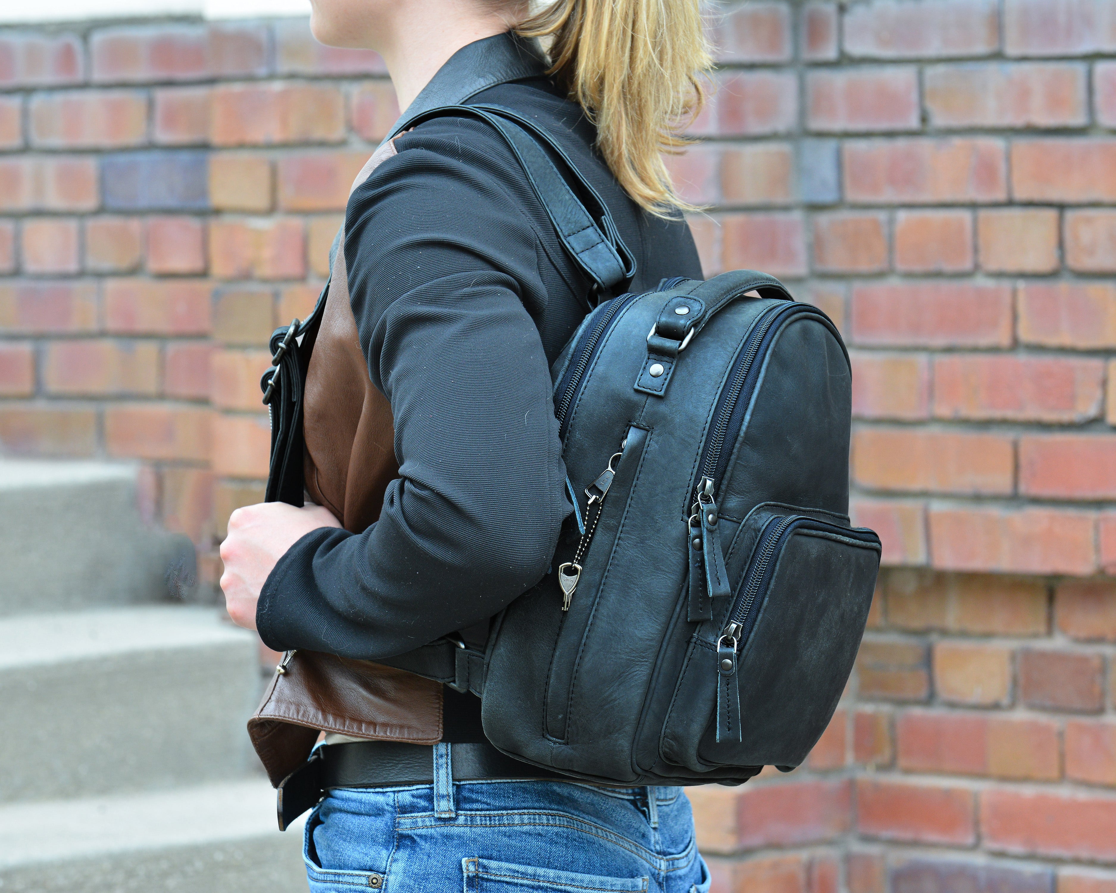 Concealed Carry Reese Backpack by Lady Conceal - Locking Backpack - Unisex Backpack for Firearm - CCW Gun Backpack - Universal Holster Premium Full Grain Leather with RFID Protection 