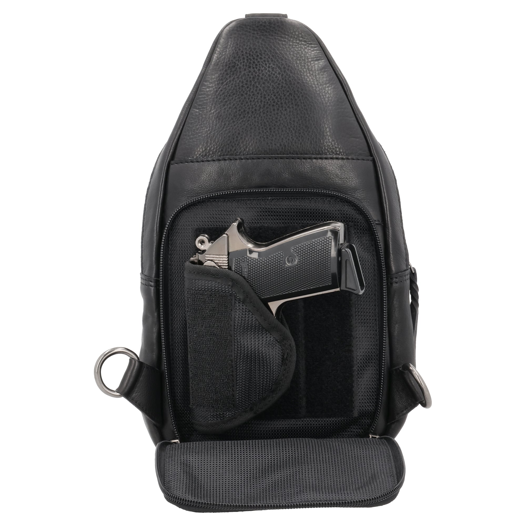 Concealed Carry Unisex Taylor Sling Leather Backpack by Lady Conceal