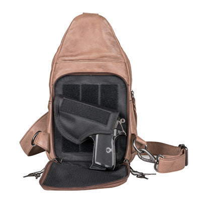 Conceal Carry Unisex Taylor Sling Leather Backpack