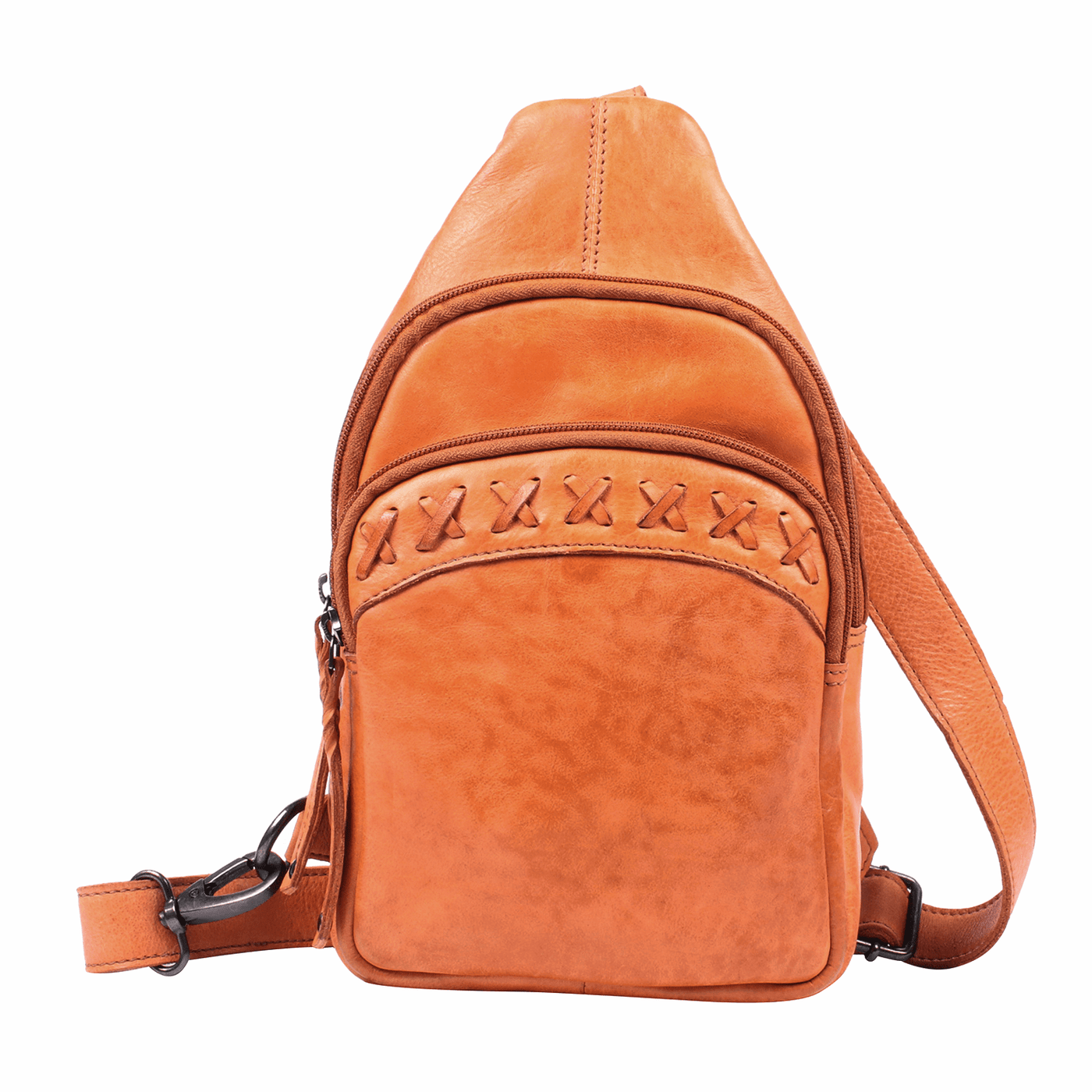 Sling top leather backpacks