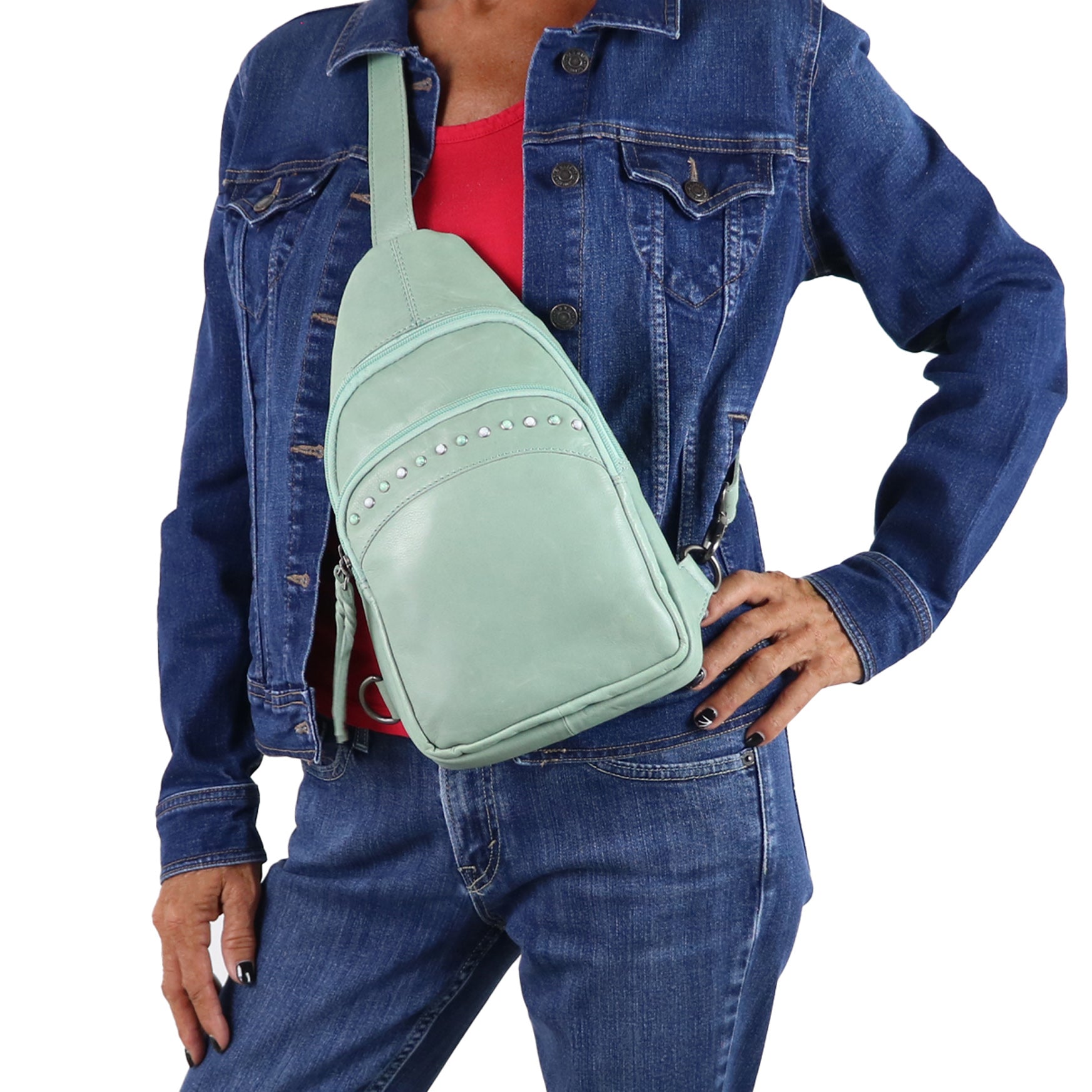 Concealed Carry Haven Sling Leather Backpack by Lady Conceal