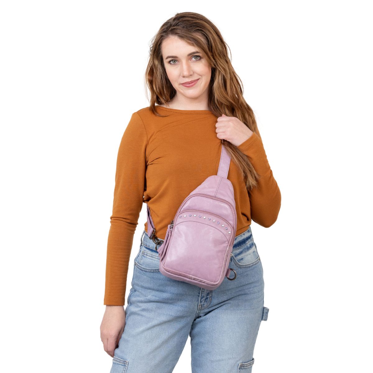 Concealed Carry Haven Sling Leather Backpack by Lady Conceal