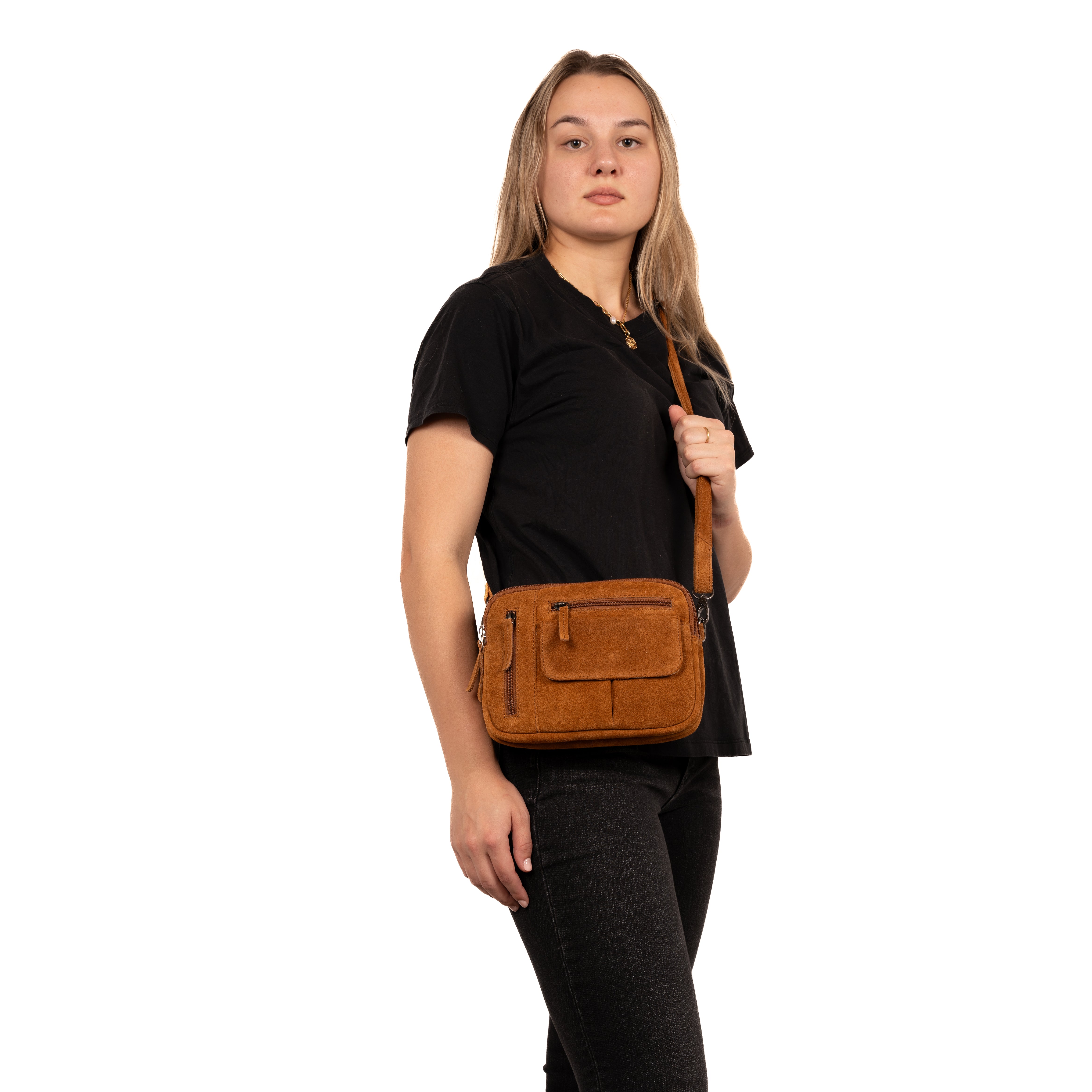 Concealed Carry Hadley Suede Crossbody by Lady Conceal - Anti Theft Locking Bag - Universal Holster Crossbody - Gifts for Firearm Users - Tactical Pistol Purse