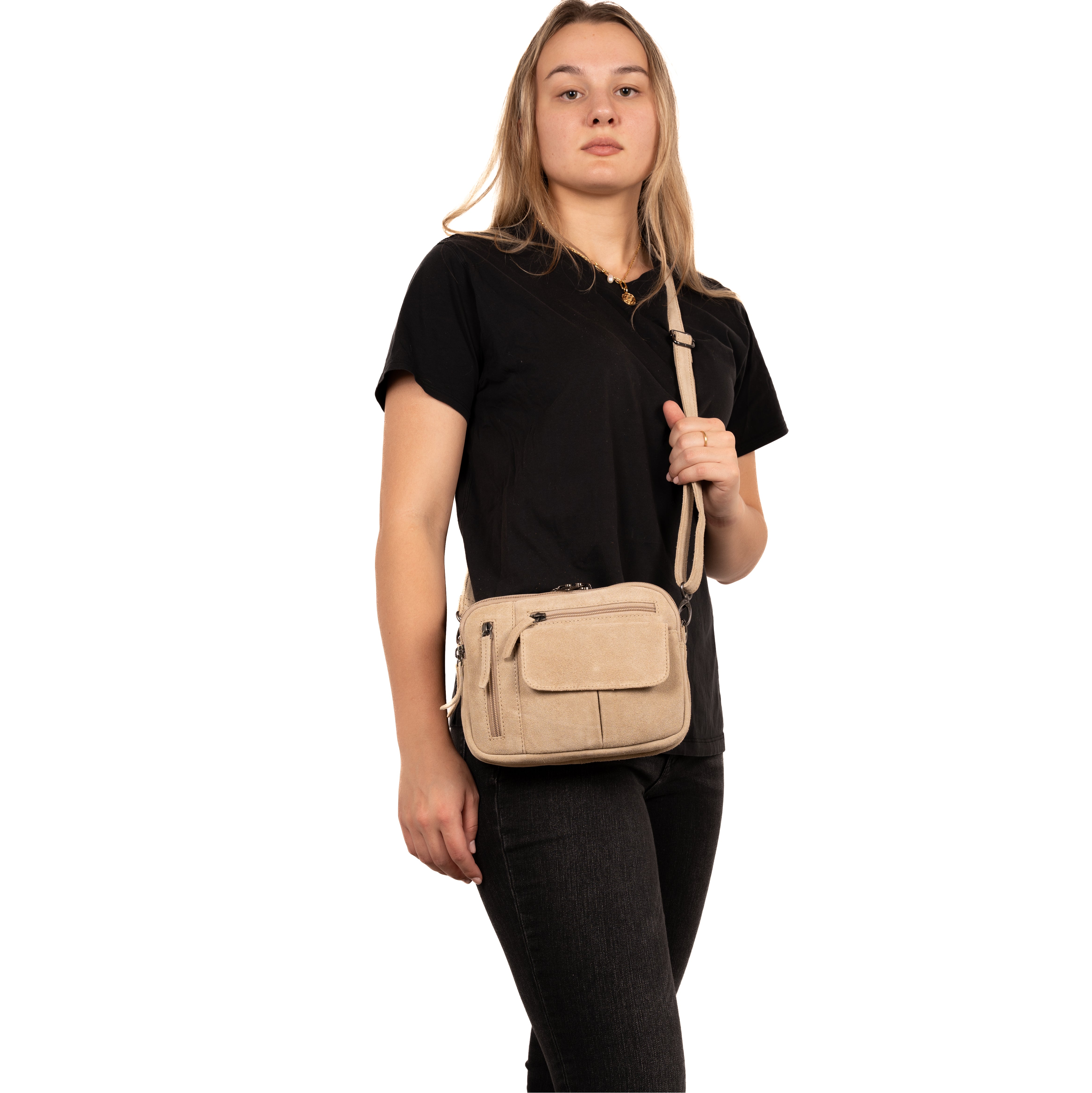 Concealed Carry Hadley Suede Crossbody by Lady Conceal - Anti Theft Locking Bag - Universal Holster Crossbody - Gifts for Firearm Users - Tactical Pistol Purse