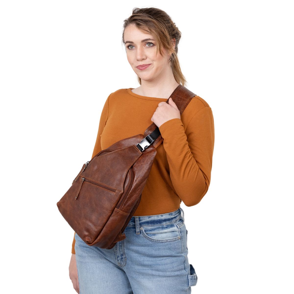 Concealed Carry Unisex Grayson Buffalo Leather Sling by Lady Conceal