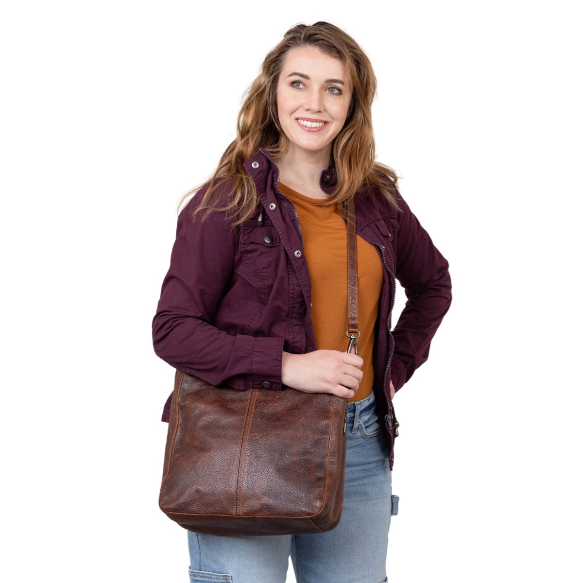 Concealed Carry Ava Leather Hobo by Lady Conceal - CCW Gift for Her - Cut Proof Chain Conceal Carry Leather Bag- Holster Bags for Glock and Pistols - Locking Key Bags