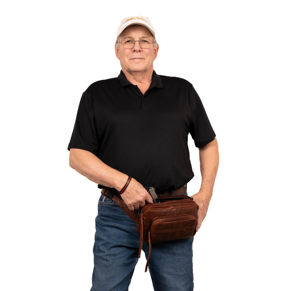 Concealed Carry Laney Buffalo Belt Bag by Lady Conceal - Firearm Belt Bag for Women and Men -Tactical Leather Pistol Crossbody - Anti Theft Locking Bag with Universal Holster - Handgun Leather CCW Velcro 