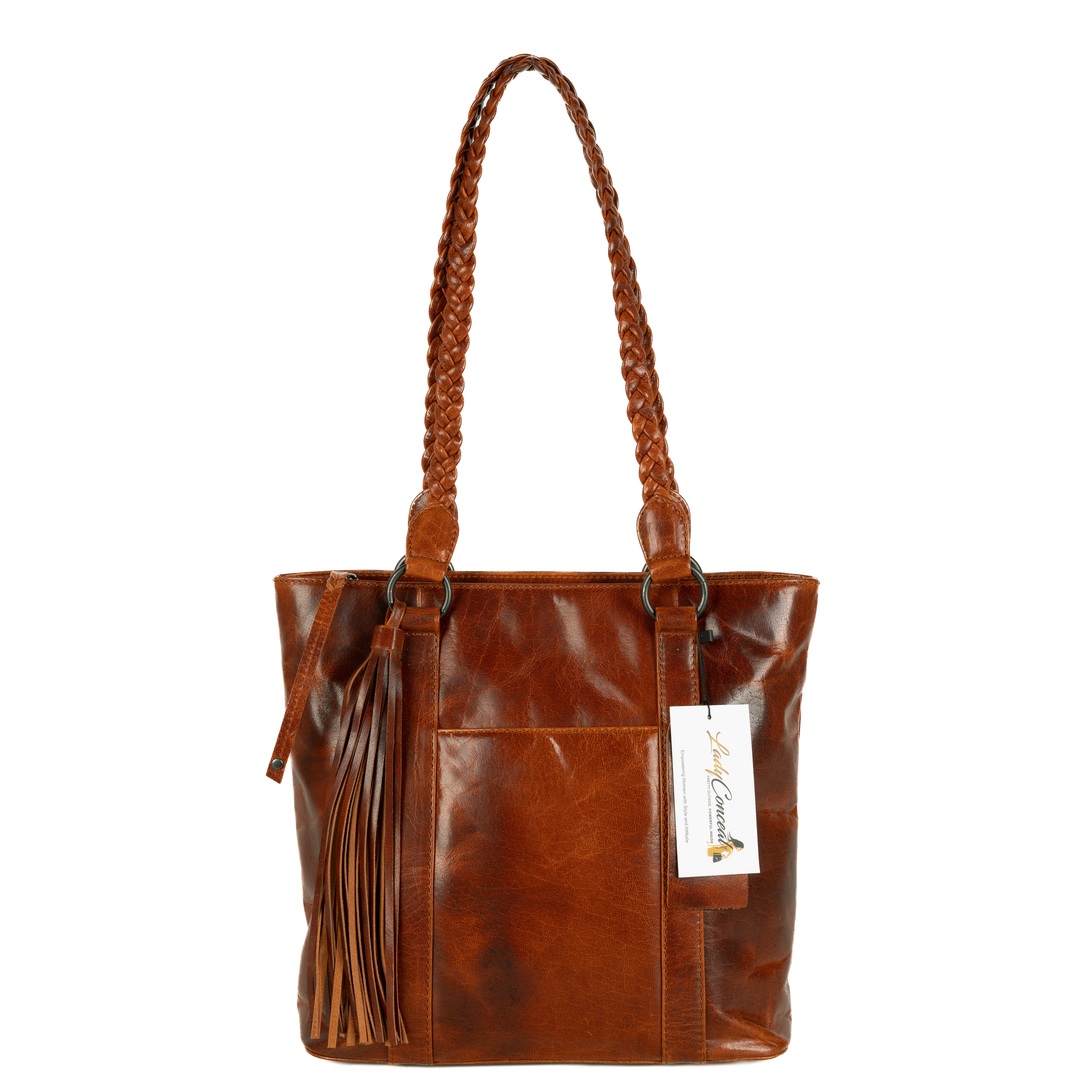 Concealed Carry Bella Leather Tote by Lady Conceal - No Locking Zippers