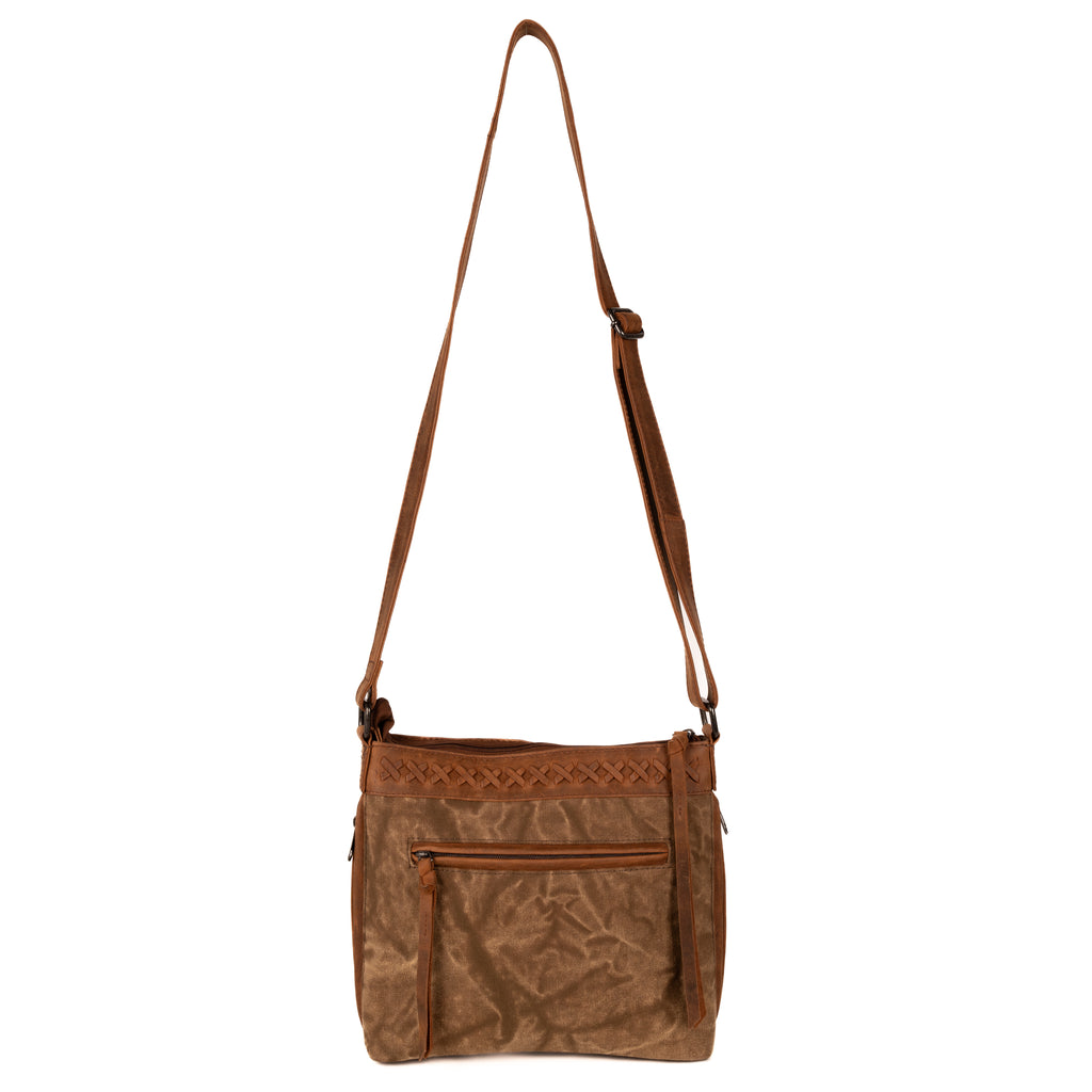 Concealed Carry Faith Leather Crossbody by Lady Conceal - Canvas w/ Leather Trim