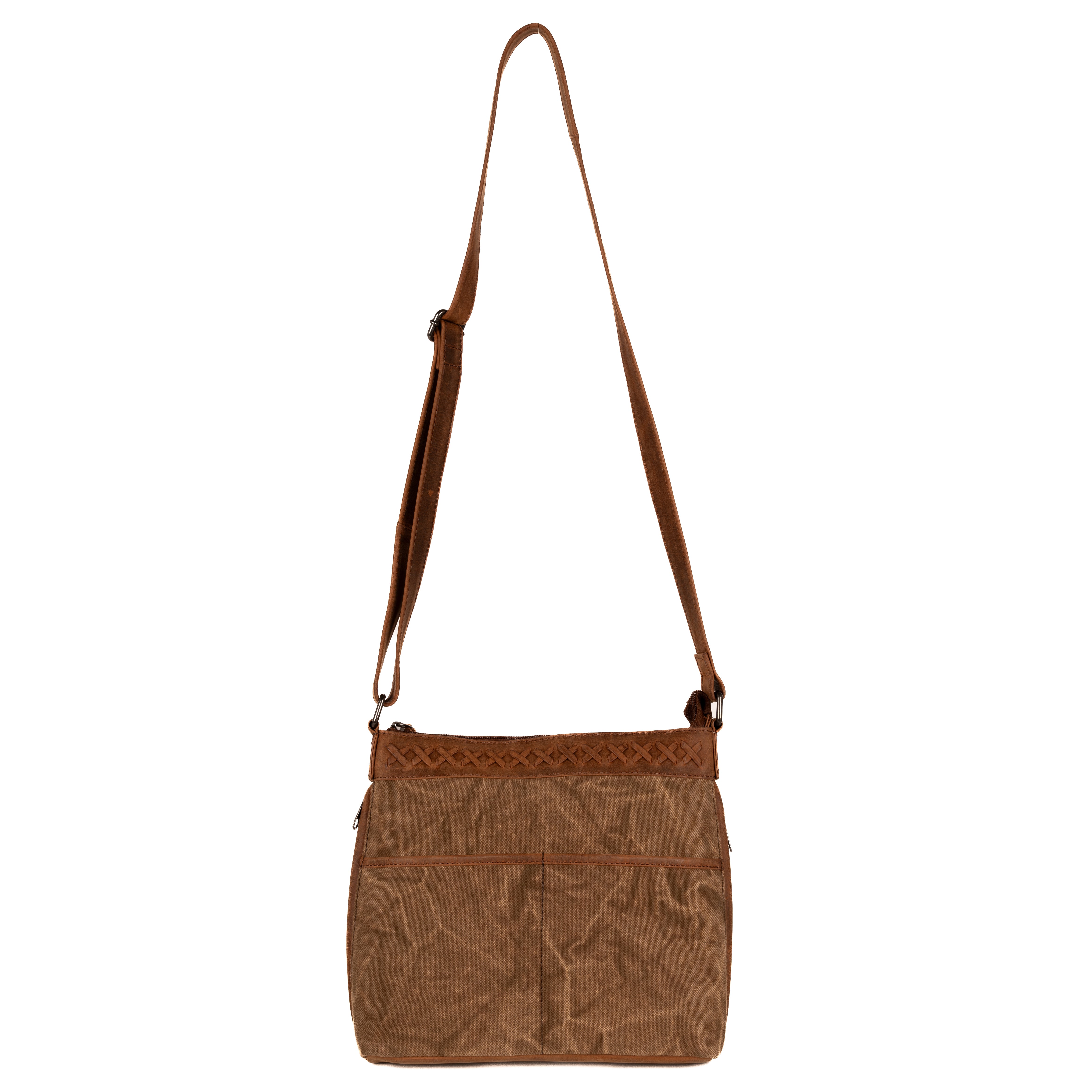 Concealed Carry Faith Leather Crossbody by Lady Conceal - Canvas w/ Leather Trim