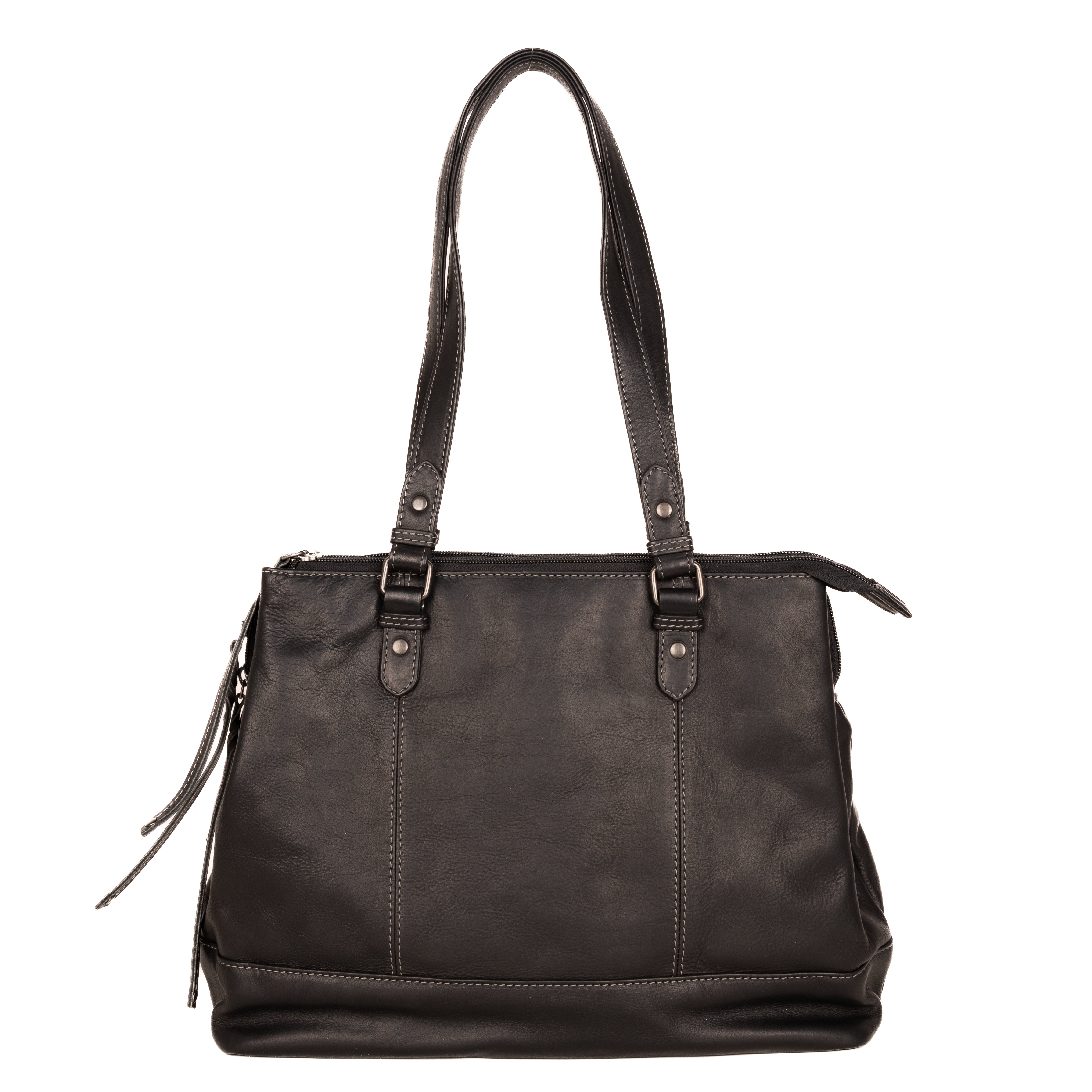 Concealed Carry Triple-Compartment Leather Satchel by Lady Conceal