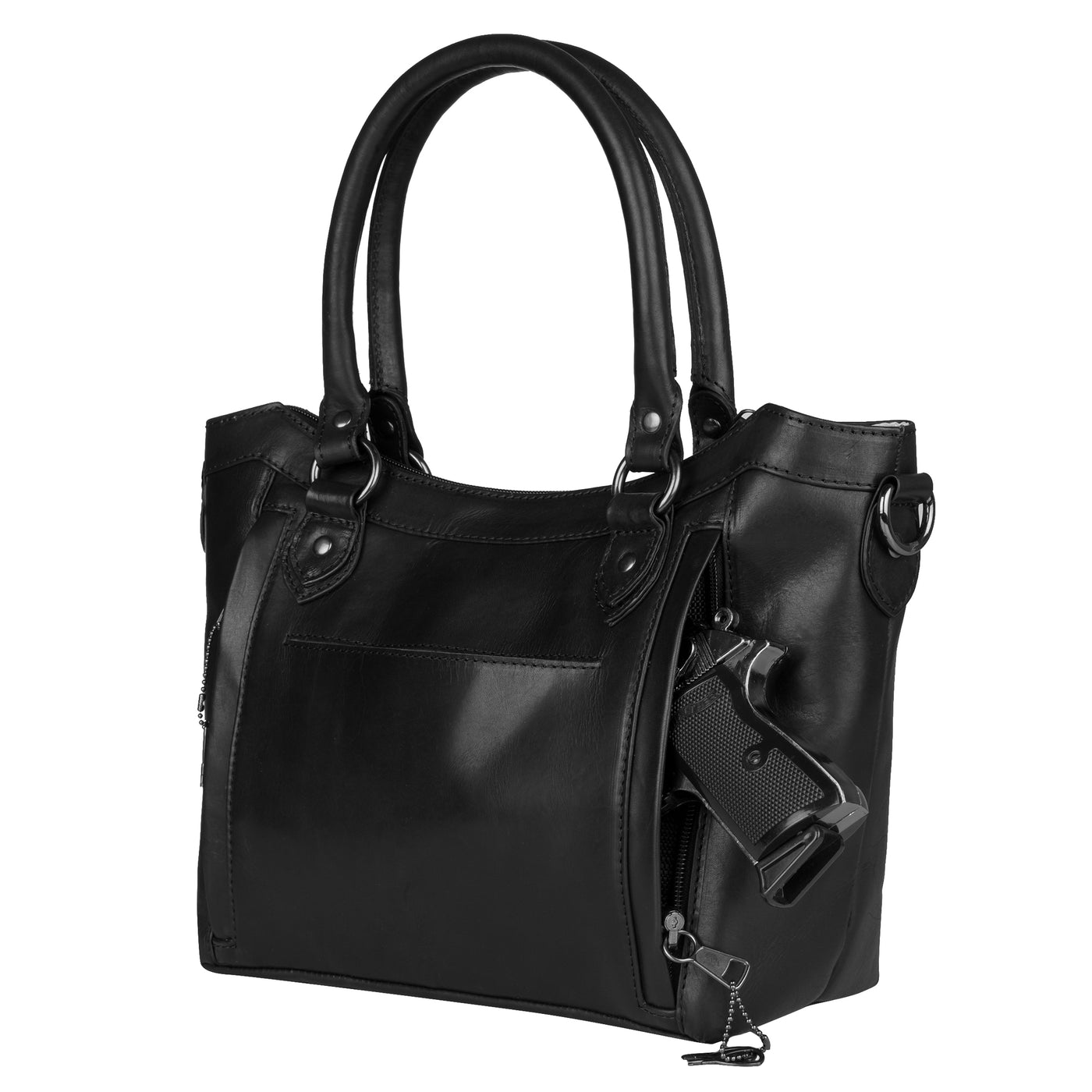 Concealed Carry Sadie Leather Satchel by Lady Conceal - Lady Conceal - designer purses - black designer purse - designer purse brands - designer backpack purse - designer purse sale - womens designer purse sale - designer purses black friday sale - black and white designer purse - black crossbody purse designer - black owned purse designers - woman designer purse - designer purses for women