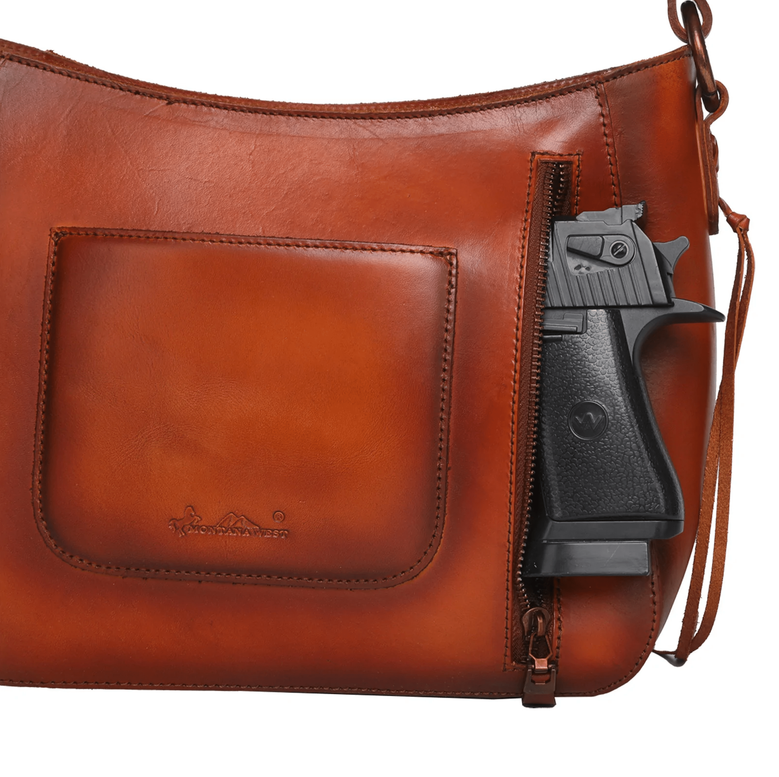 Concealed Carry Leather Concealed Carry Whipstitch Hobo by Montana West