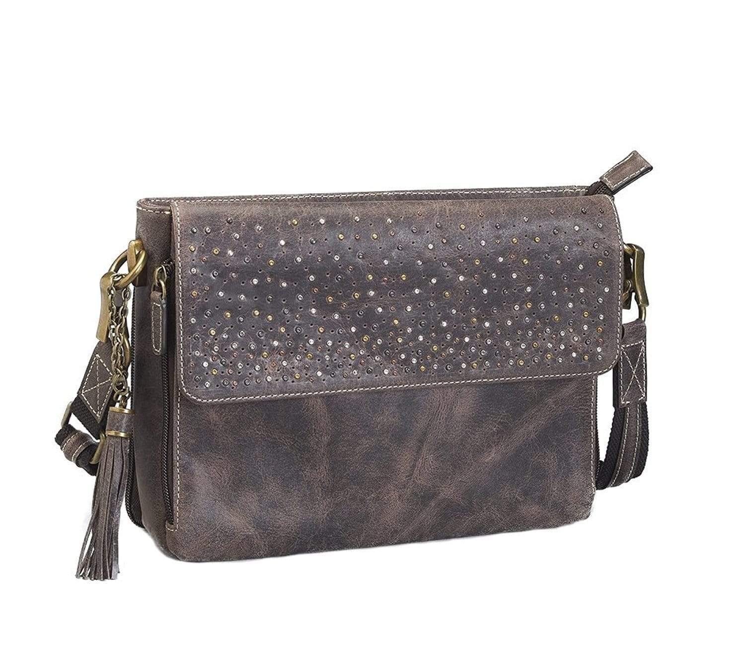 Gun Tote'n Mamas Concealed Carry Purse Distressed Brown Concealed Carry Distressed Buffalo Leather Crossbody Purse by GTM Original