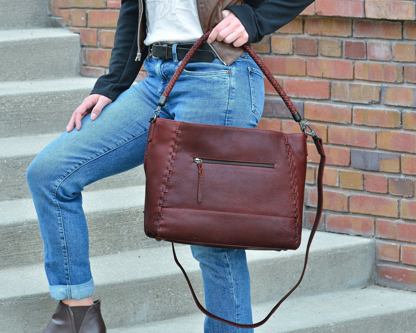 Leather concealed carry crossbody purse. Beautiful Wine color