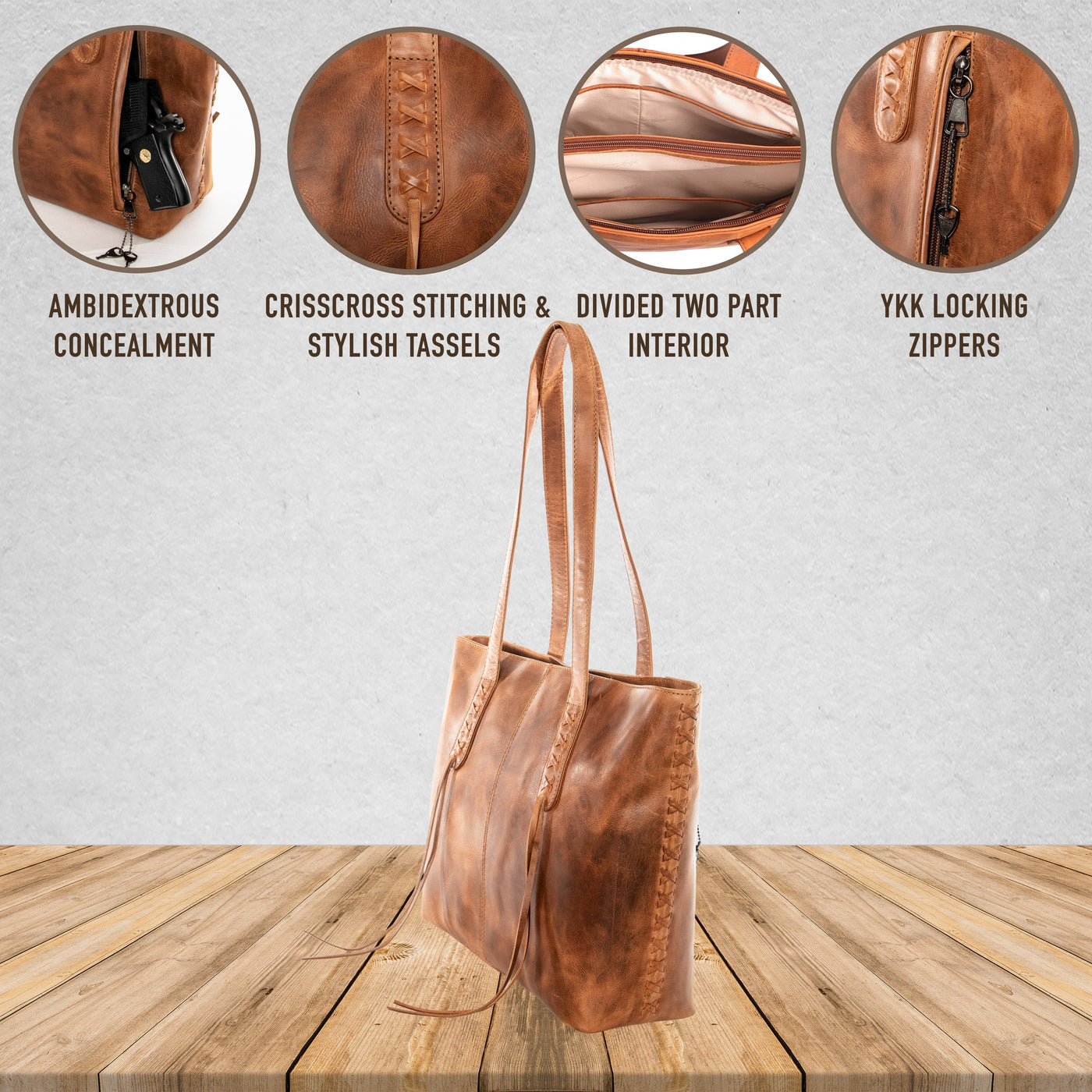 Concealed Carry Bag for Women - Brooklyn Tote by Lady Conceal Mahogany