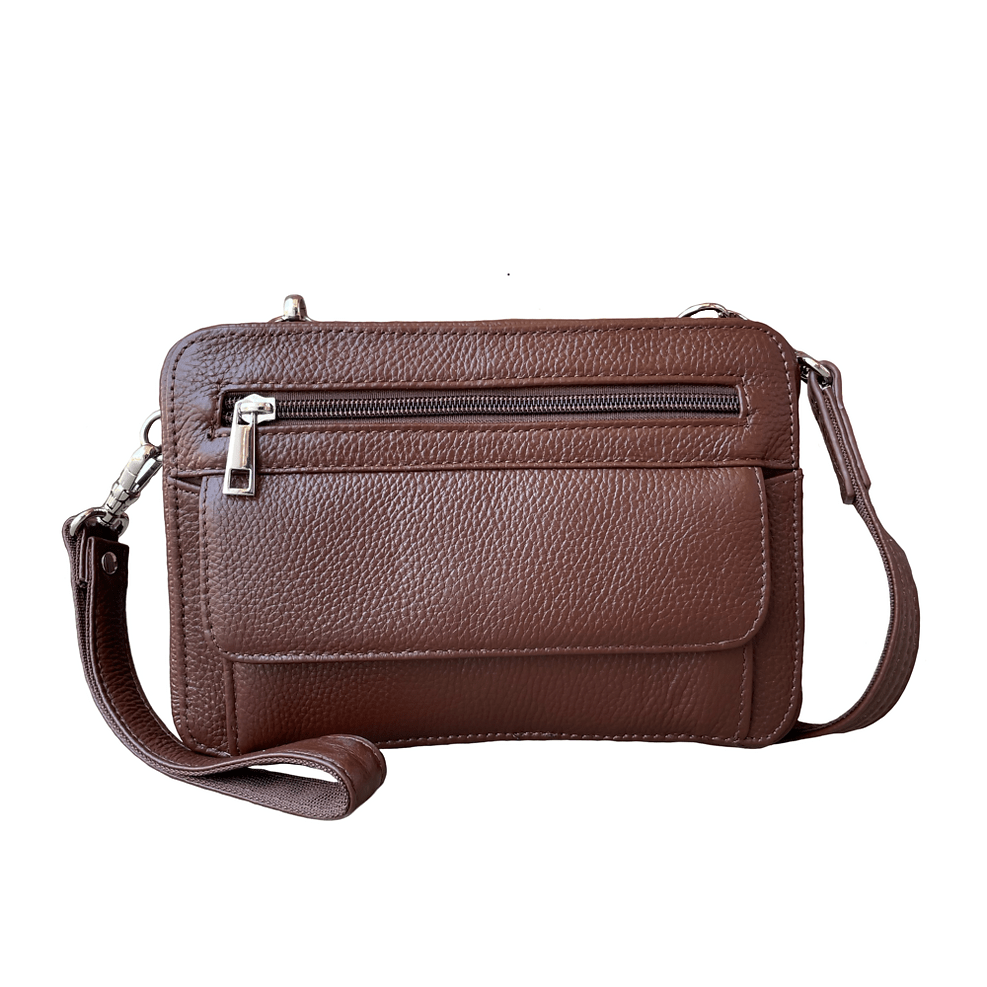 Roma Leathers Concealed Carry Purse Brown Concealed Carry Cowhide Leather Organizer Crossbody Purse 