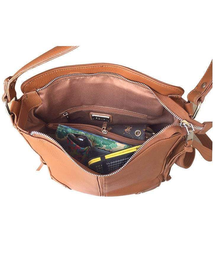 Concealed Carry Purse Light Brown Concealed Carry Leather Crossbody by Roma Leathers