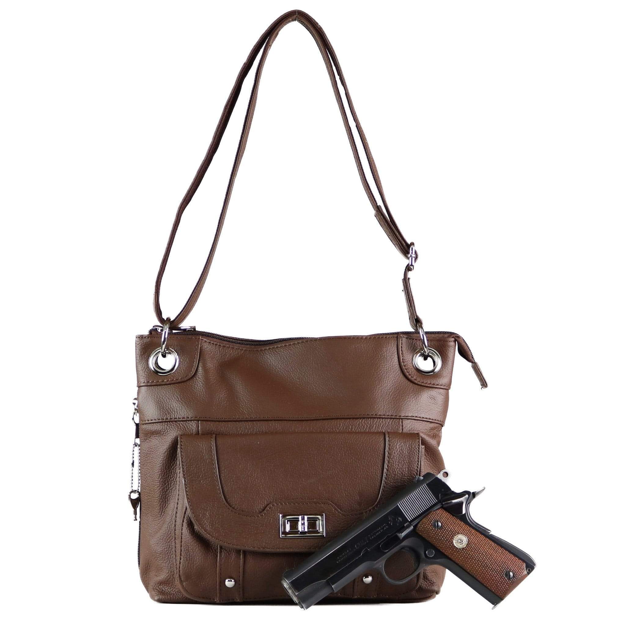 Concealed Carry Twist Lock Pocket Crossbody by Roma Leathers