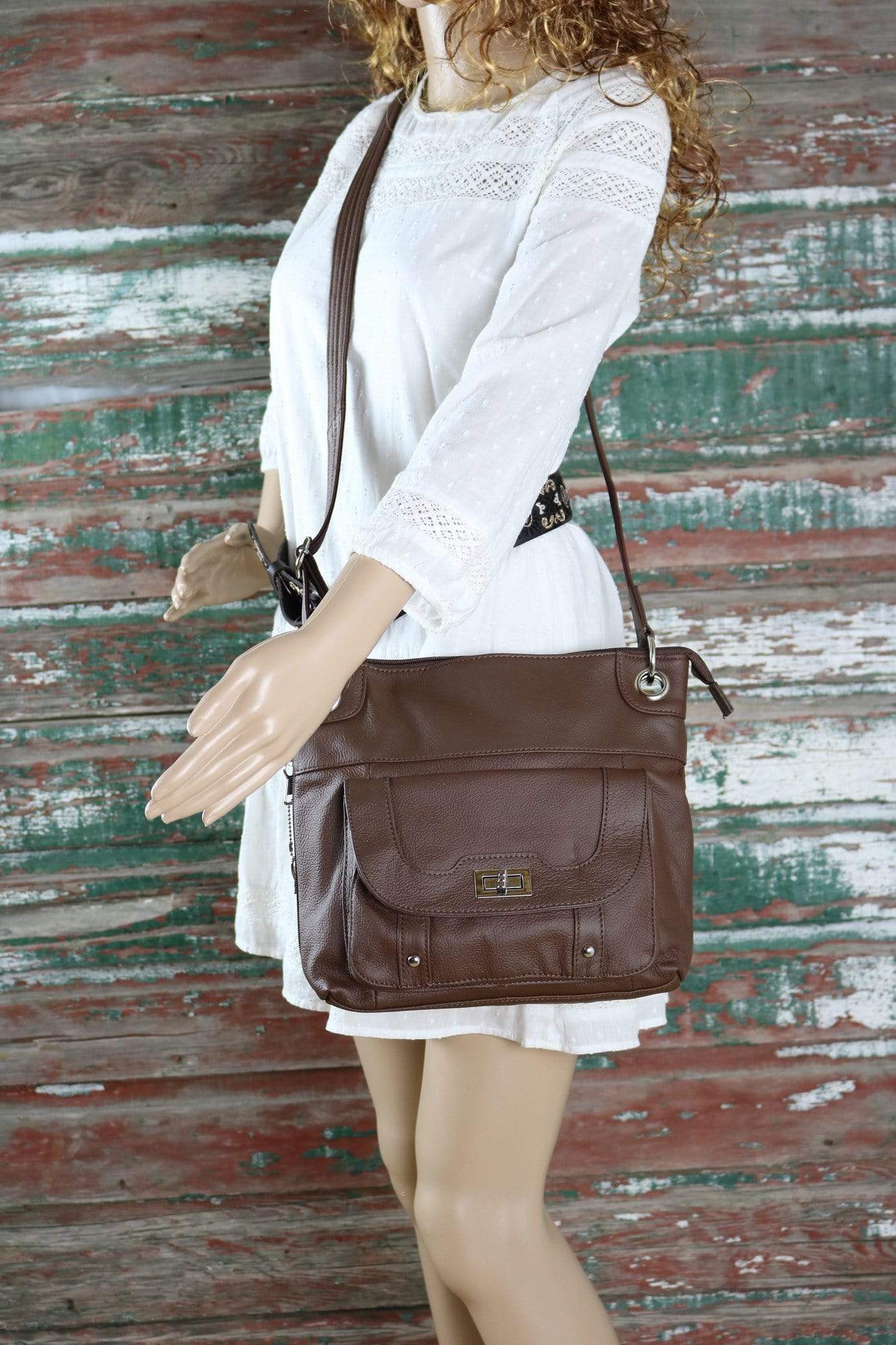 Concealed Carry Twist Lock Pocket Crossbody by Roma Leathers