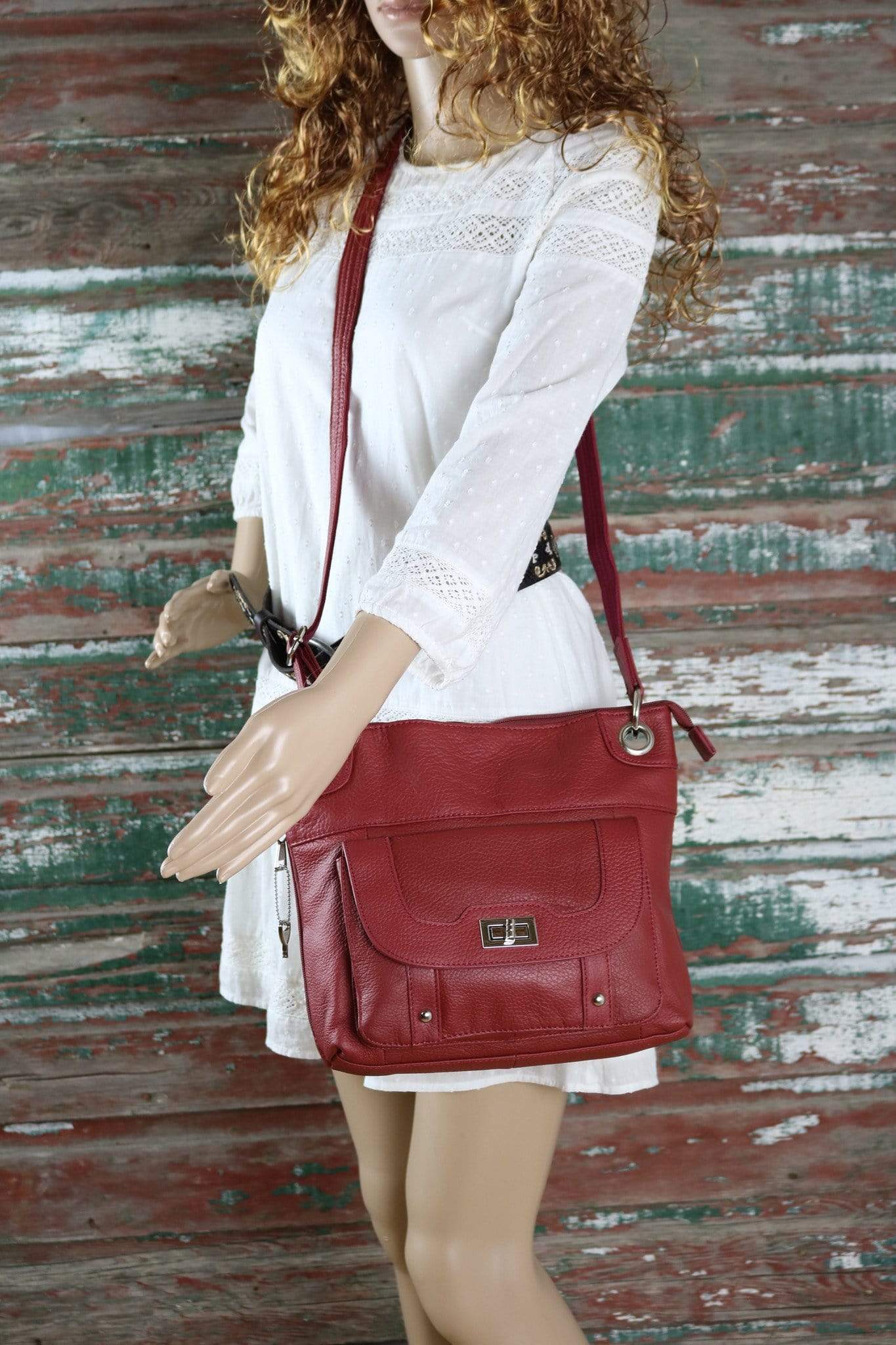 Concealed Carry Twist Lock Pocket Crossbody by Roma Leathers