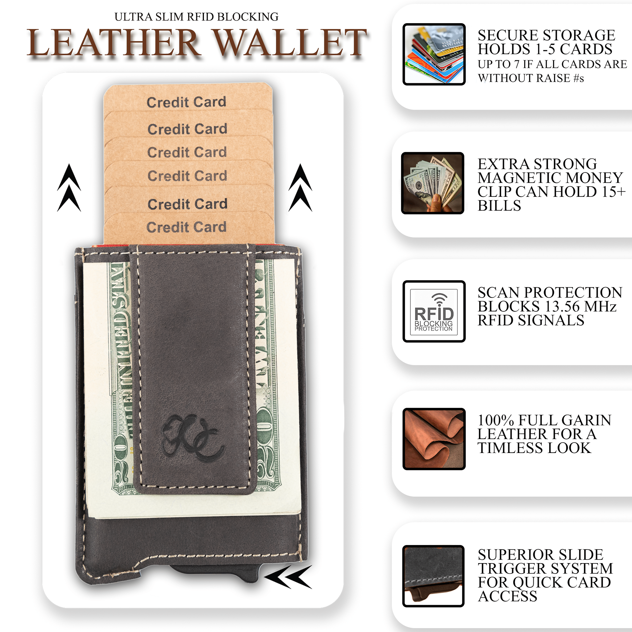 Urban Cowboy Apparel Wallet Brown Auto Pop Up Leather Card Wallet