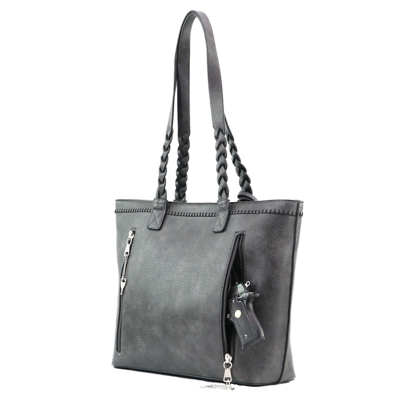 Concealed Carry Cora Tote by Lady Conceal -  Locking Designer Conceal Carry Handbag for women -   Locking Conceal and Carry Handbag with Universal Holster for Handguns -  Unique Handbag Gun and Pistol Bag - crossbody Handbag for concealed gun carry - concealed carry Handbag gun purse with locking zipper
