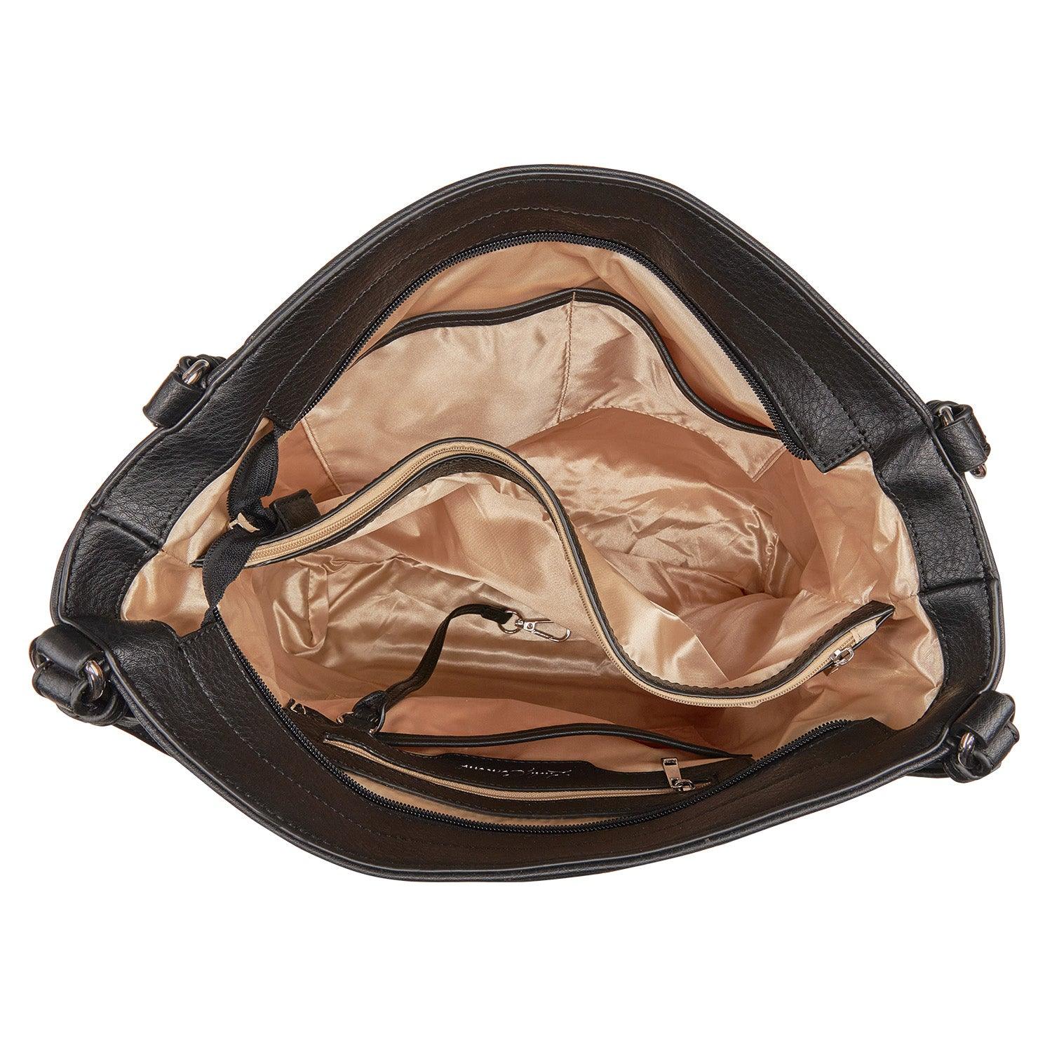 Concealed Carry Cora Tote by Lady Conceal -  Locking Designer Conceal Carry Handbag for women -   Locking Conceal and Carry Handbag with Universal Holster for Handguns -  Unique Handbag Gun and Pistol Bag - crossbody Handbag for concealed gun carry - concealed carry Handbag gun purse with locking zipper