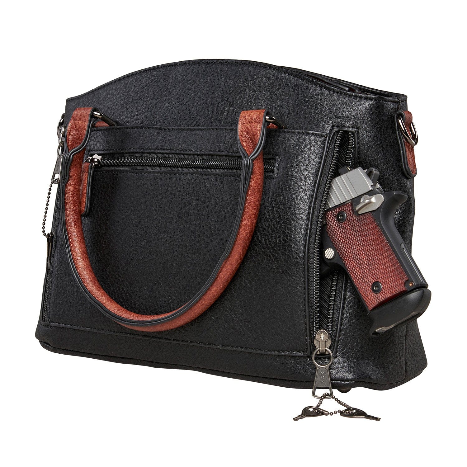 Concealed Carry Carly Satchel by Lady Conceal - YKK Locking Zippers - designer concealed carry purse - Glock 19 purse - conceal and cary purse for women - Locking Conceal and Carry Purse with Universal Holster for Handguns - Unique Hidden Gun and Pistol Bag