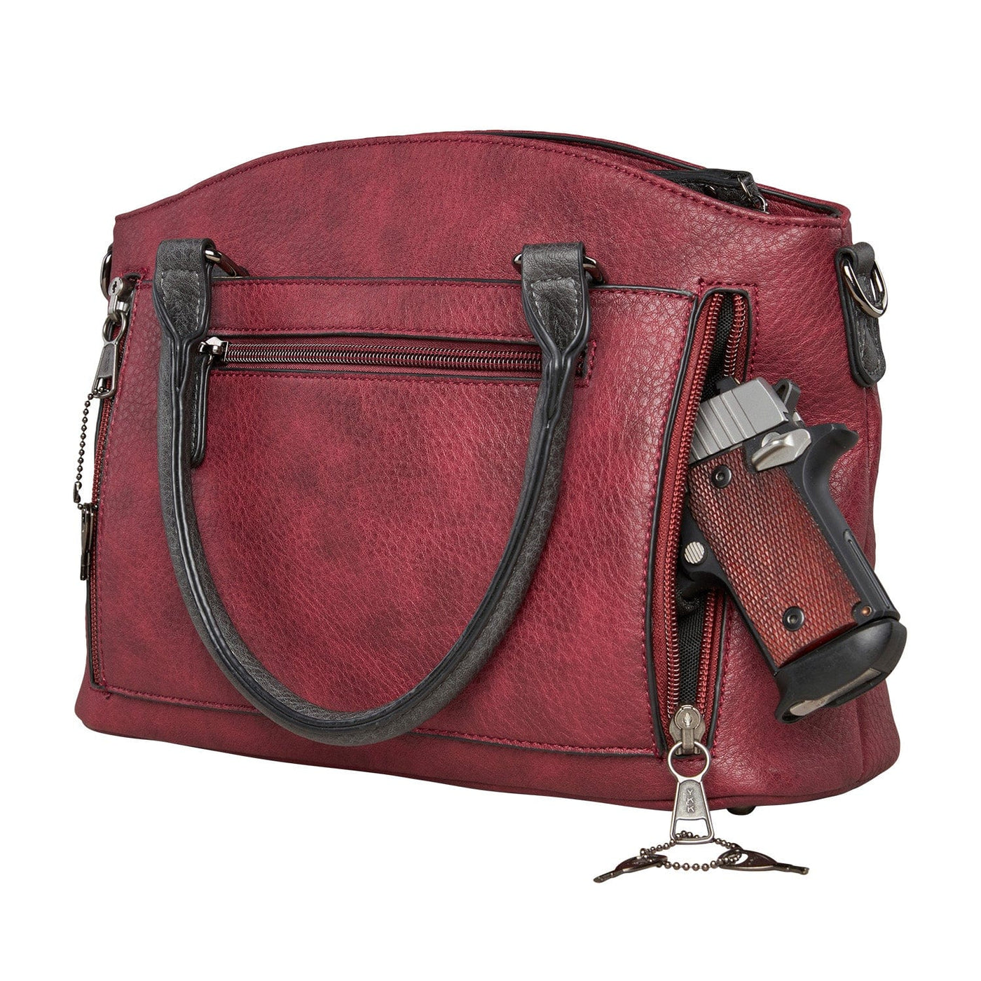 Concealed Carry Carly Satchel by Lady Conceal - YKK Locking Zippers - designer concealed carry purse - Glock 19 purse - conceal and cary purse for women - Locking Conceal and Carry Purse with Universal Holster for Handguns - Unique Hidden Gun and Pistol Bag