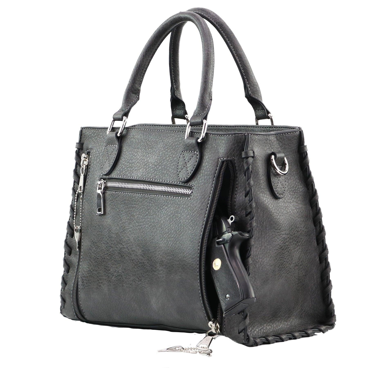 Concealed Carry Ann Satchel by Lady Conceal - Designer Luxury Conceal Carry Handbag -  YKK Locking Zippers and Universal Handbag Gun and Pistol Bag -  crossbody Handbag for concealed gun carry - concealed carry Handbag Ann Satchel gun Handbag - concealed carry gun Handbag