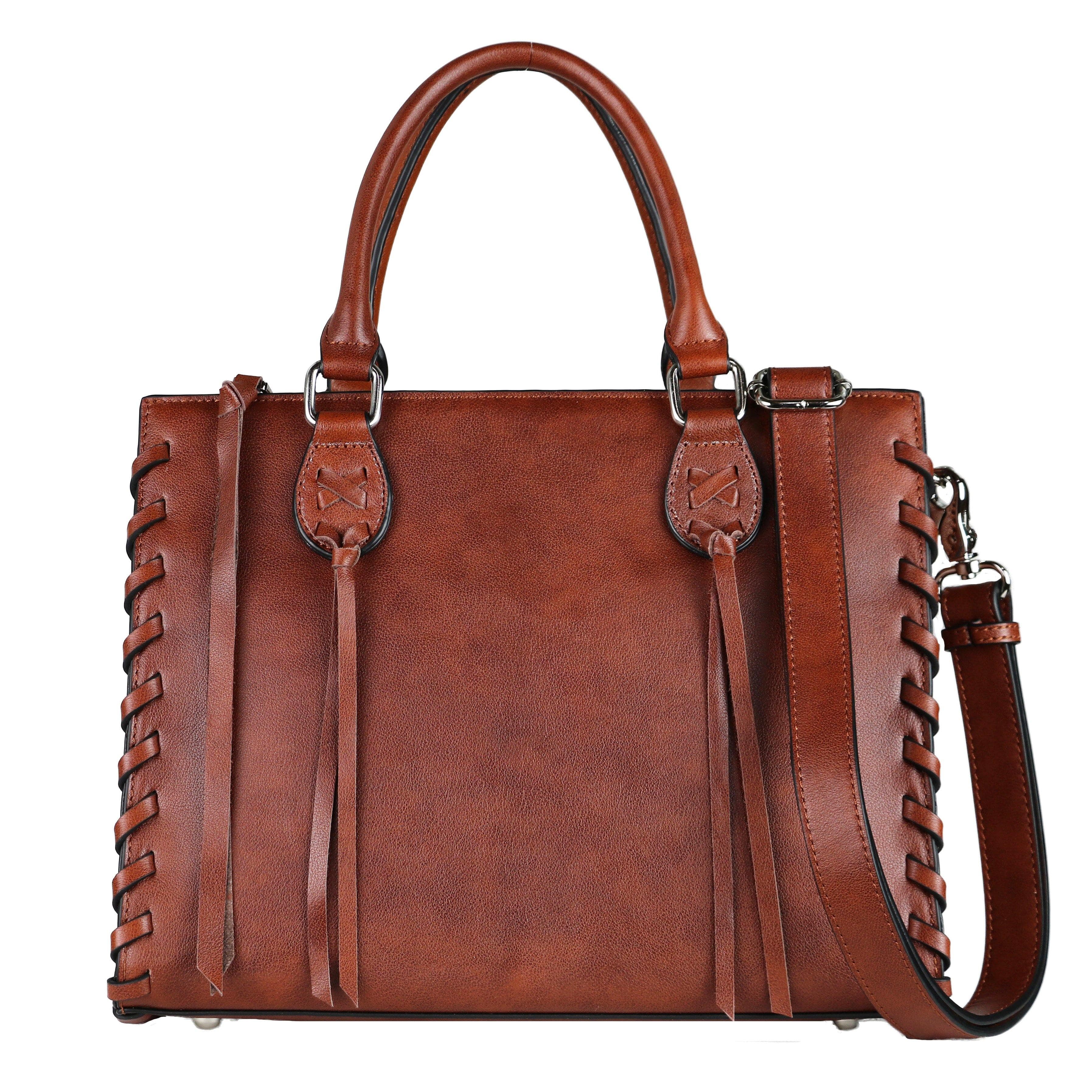 Concealed Carry Emma Leather Satchel -  Designer Concealed Carry Purse -  YKK Locking Purse with Universal Holster -  Leather Bag For Gun Owners - Easy Conceal Carry -  CCW Purse for Women - Conceal and Carry purse for Handgun - Designer Luxury Conceal Carry Handbag -  Handbag Gun and Pistol Bag - Handbag for concealed gun - Hidden Gun Bag