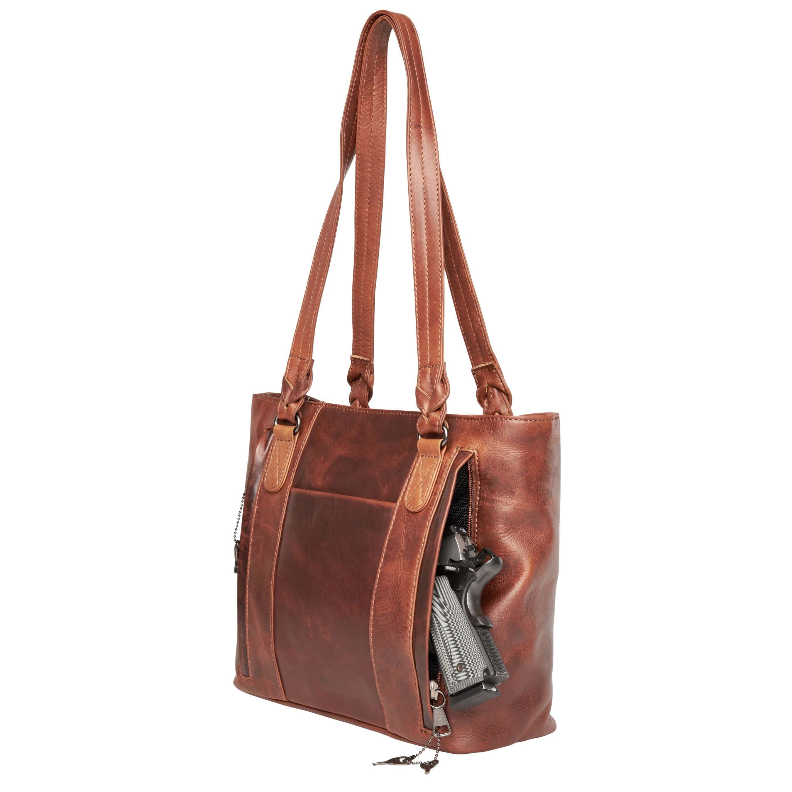 Concealed Carry Peyton Leather Tote for Women Lady Conceal -  YKK Locking & Universal Holster -  Designer Luxury Leather Carry Handbag -  carry Handbag for gun carry -  Unique Tote gun Handbag -  designer backpack purse -  designer purse sale -  designer purse sales -  womens designer purse sale -  Peyton Leather Tote -  designer lady purse concealed carry gun Handbag -   concealed carry Handbag for woman-  Easy Conceal Carry and Draw Purse - 