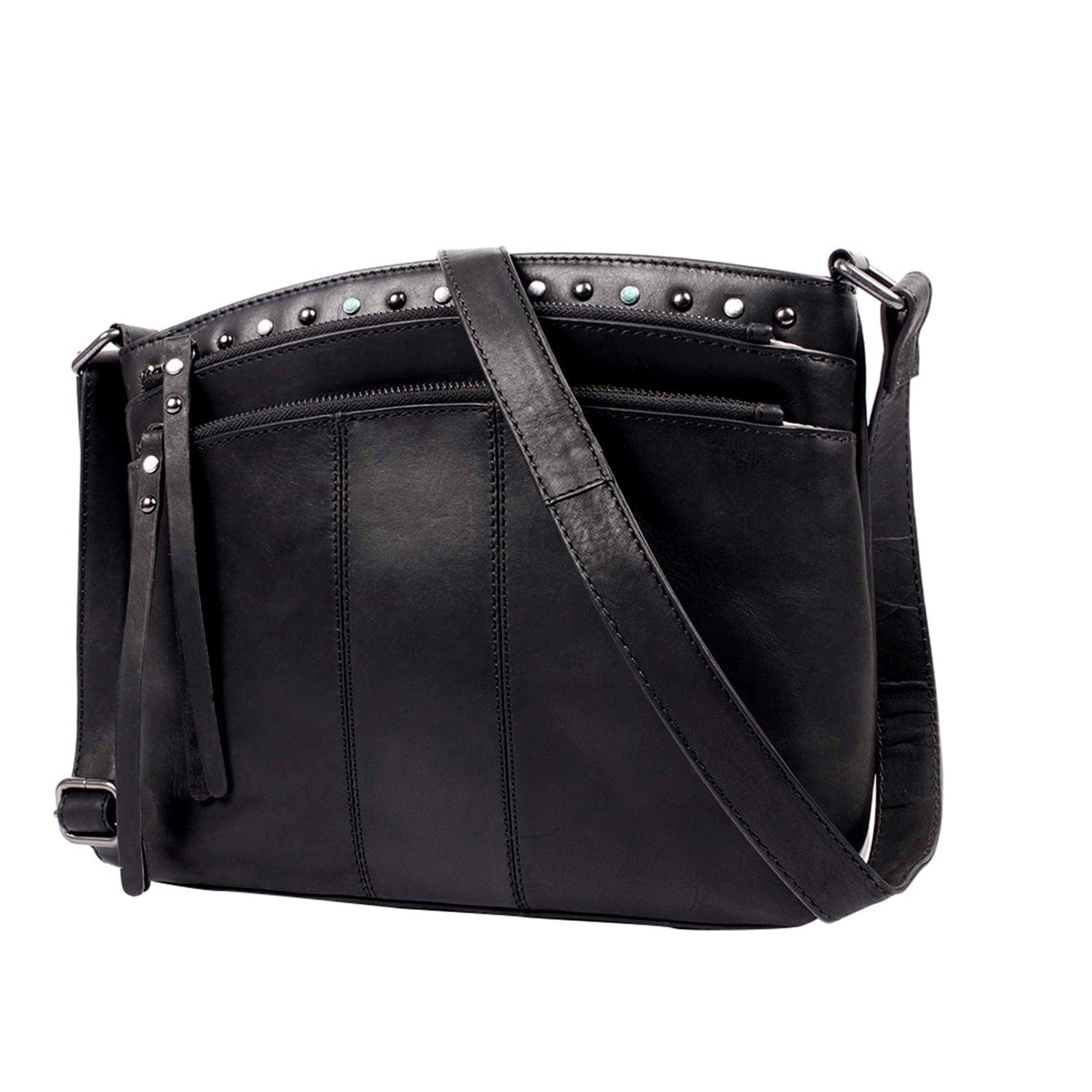 Concealed Carry Brynn Arched Leather Crossbody -  Lady Conceal -  Concealed Carry Purse - conceal and carry purse for women - tactical pistol bag - Locking Conceal and Carry Purse with Universal Holster for Handguns - Unique Hide Crossbody Gun and Pistol Bag